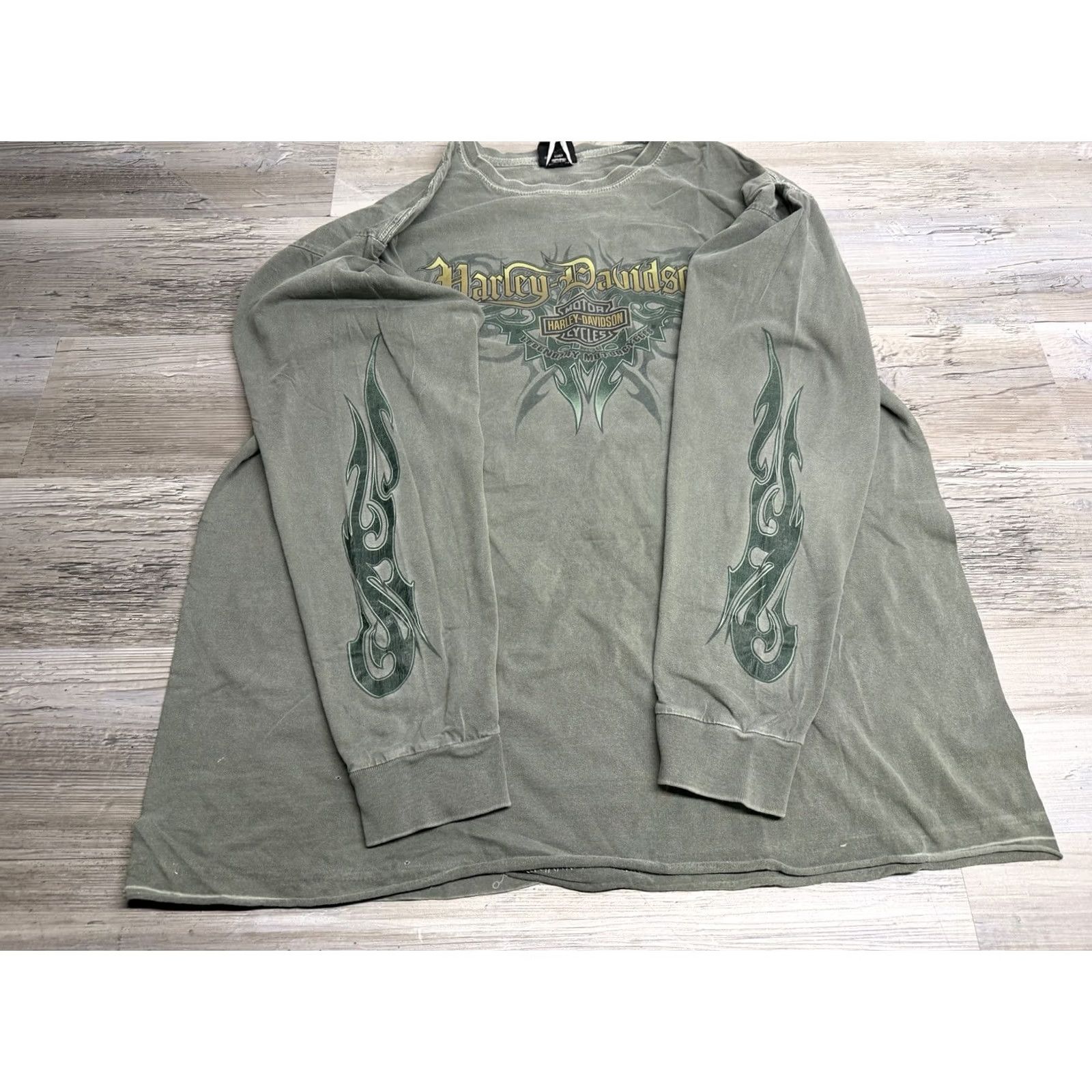 Harley Davidson VINTAGE Harley-Davidson T-Shirt Long Sleeve Adult XL Gray Birch Run Michigan Tribal Hits Size US XL / EU 56 / 4 - 2 Thumbnail