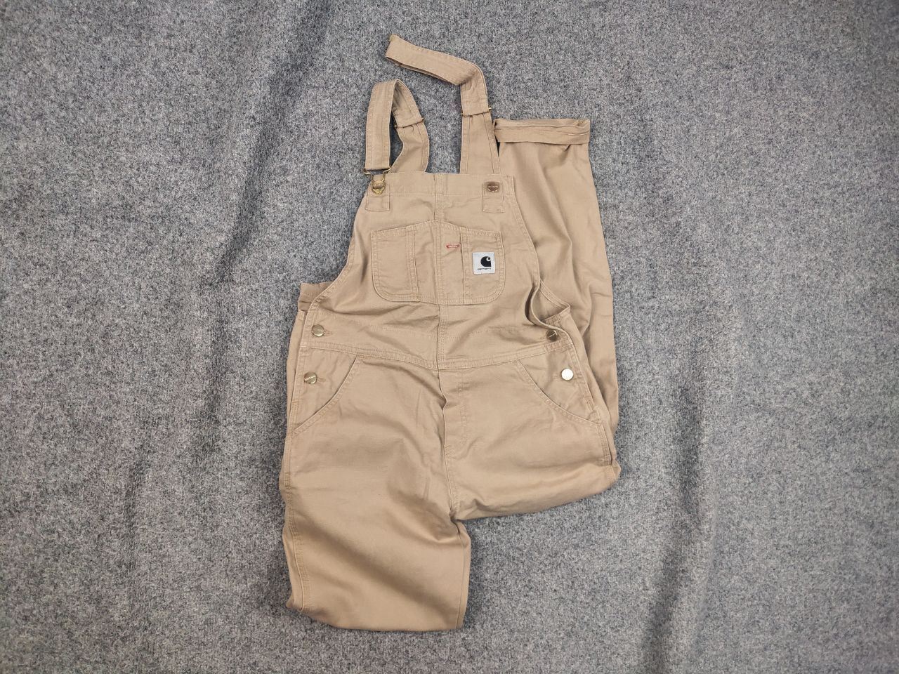 Carhartt Wip bib overall w Canvas Beige Suit Vintage Style