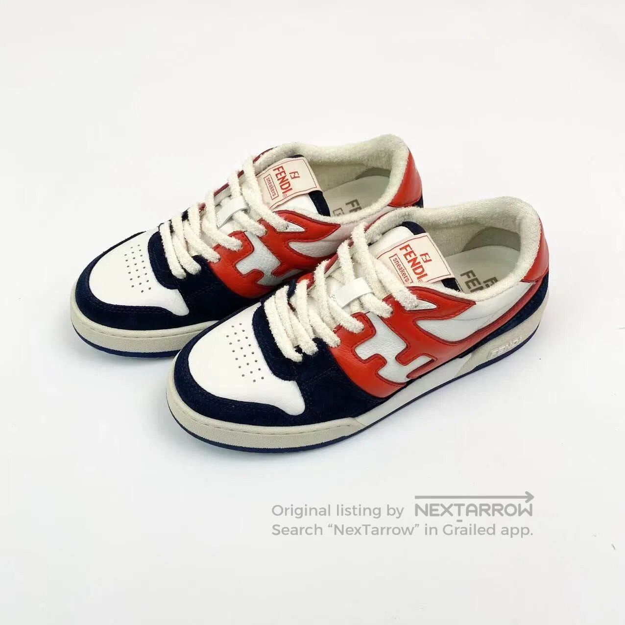 Fendi Fendi Match leather double F dark print color-blocking low Size US 7.5 / IT 37.5 - 1 Thumbnail