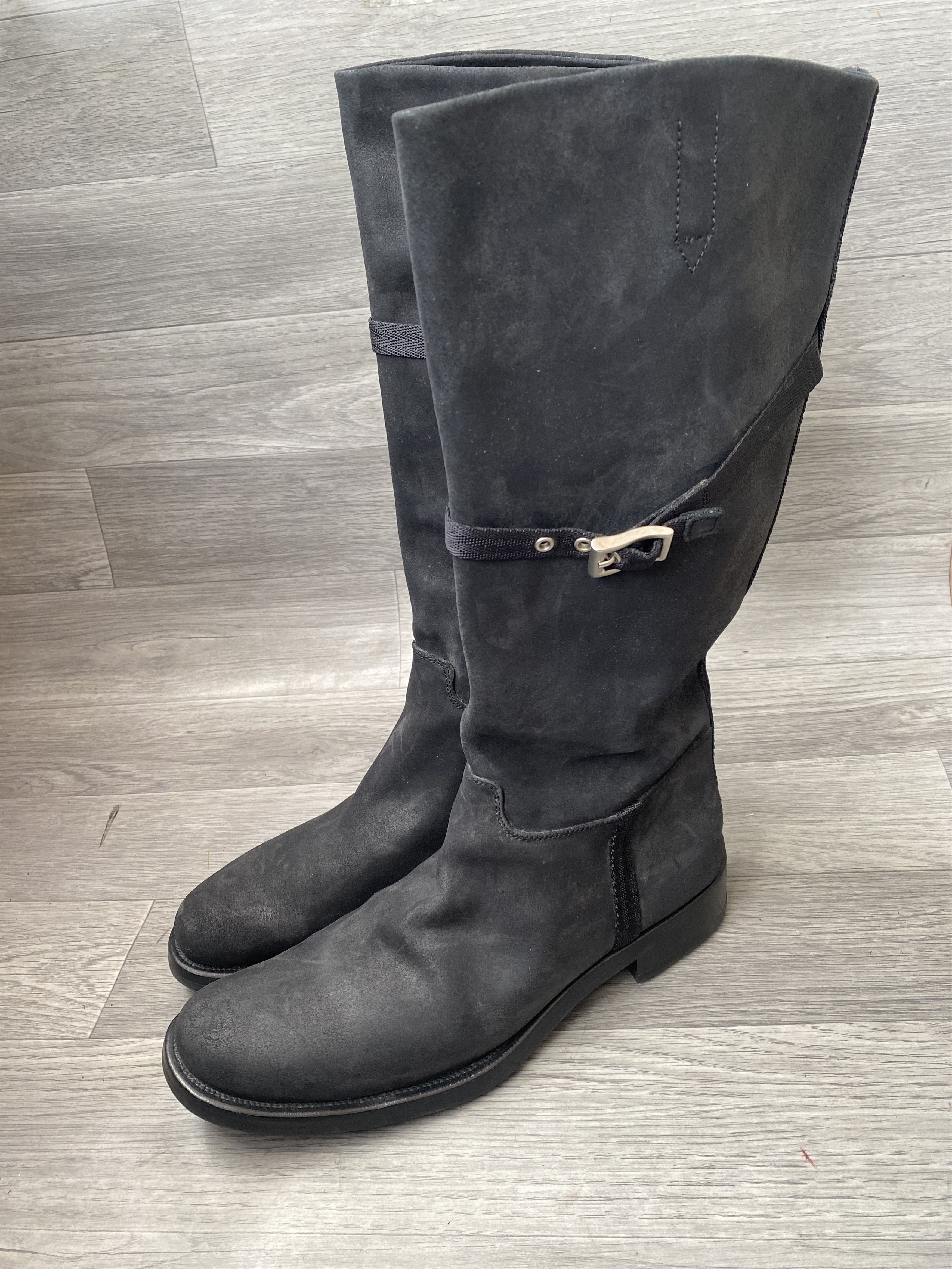 Prada black suede tall riding boots sz 41