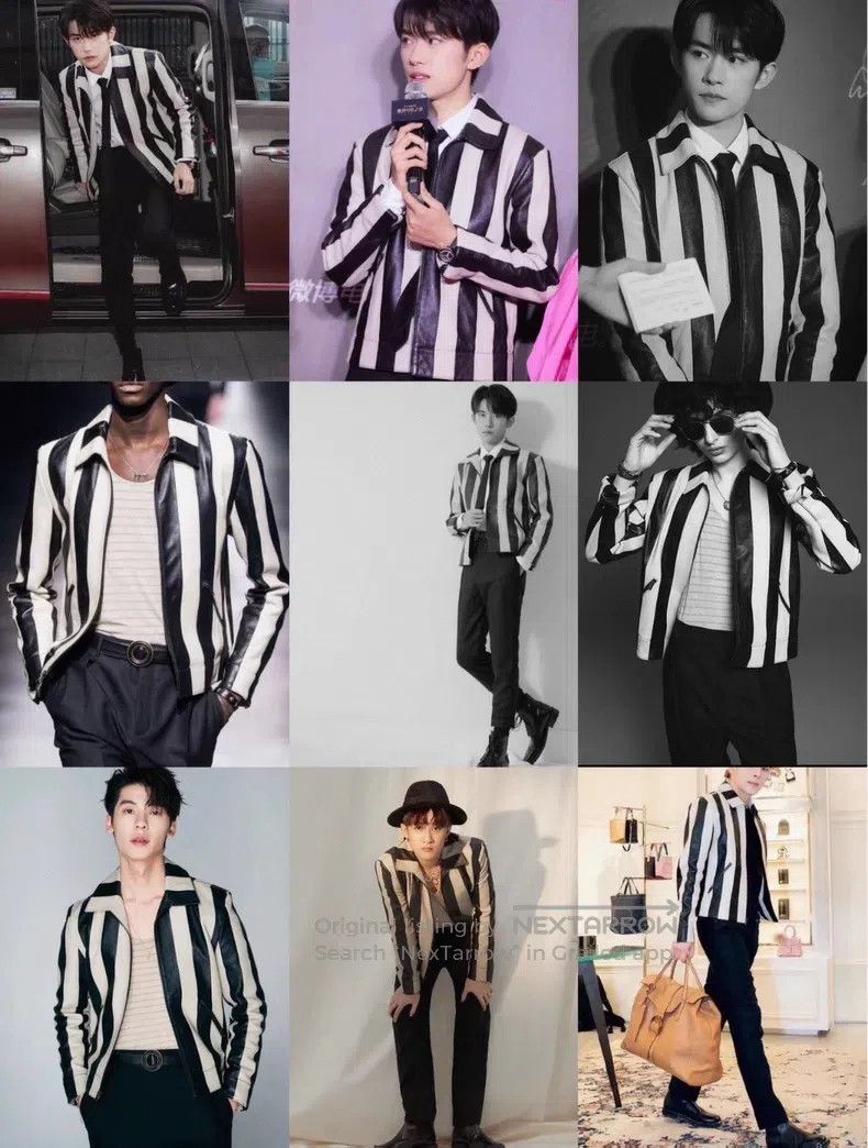 Saint Laurent Paris Saint Laurent Paris Lamb Leather Black and White Striped J Size US M / EU 48-50 / 2 - 6 Thumbnail