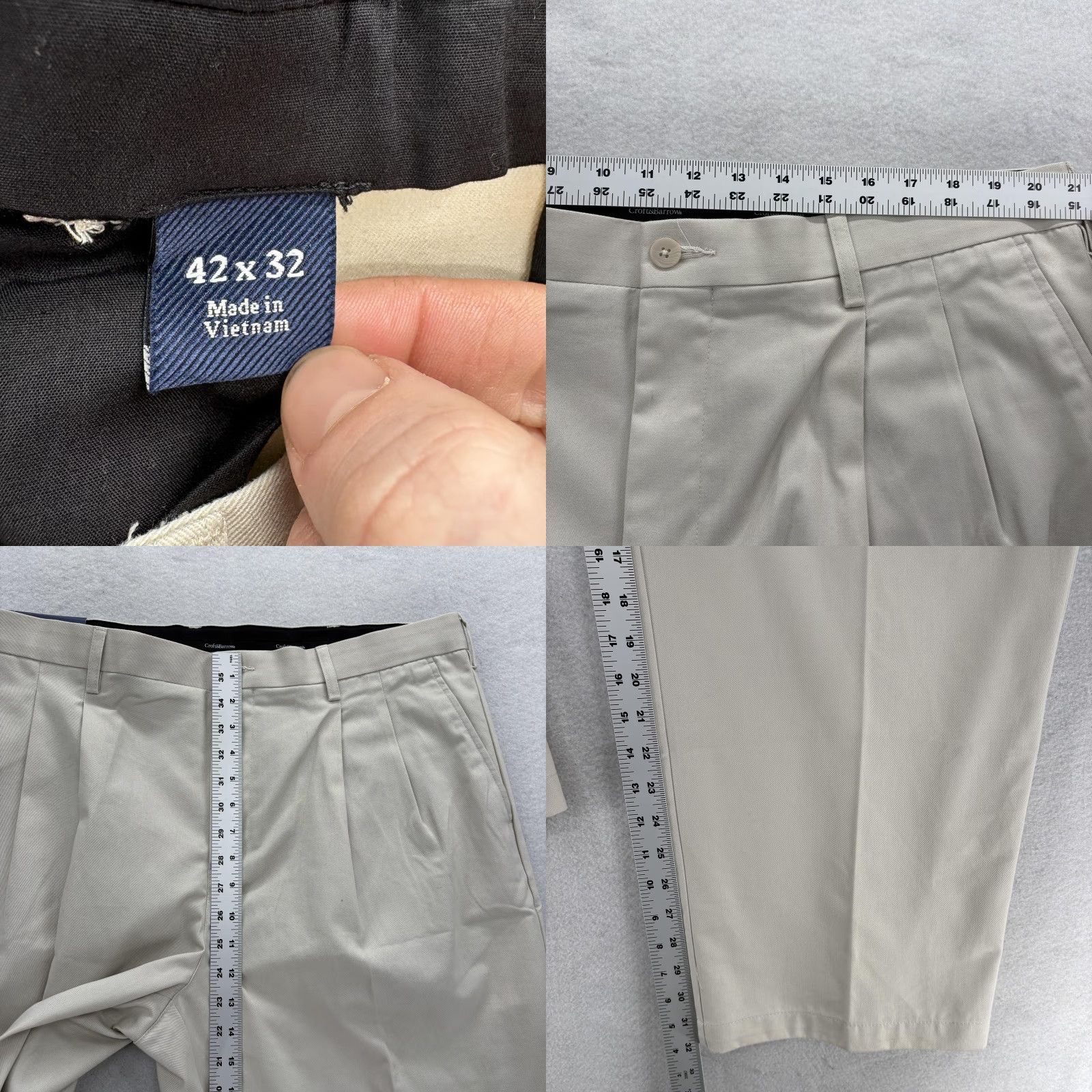 Croft & Barrow Croft & Barrow Easy-Care Khaki Chino Pants Mens 42x32 Beige Classic Fit Pleated Size US 42 / EU 58 - 8 Thumbnail