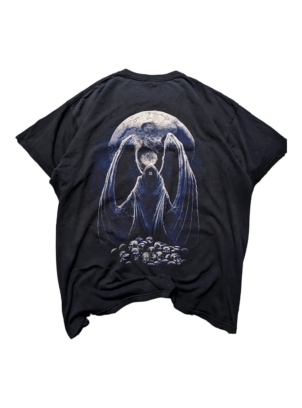 image of Affliction x Fruit Of The Loom Vintage Heavy Trashed 2Xl Baggy Death Edgy Opium Tshirt in Faded Bla