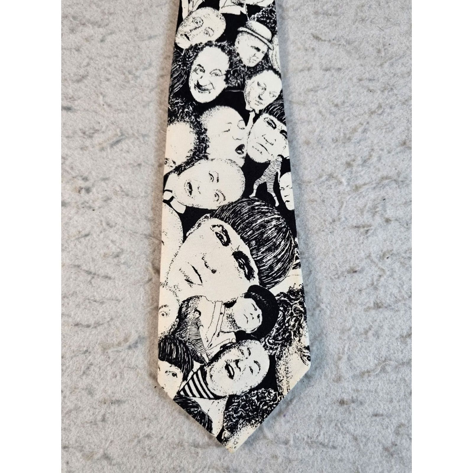 Vintage VINTAGE Ralph Marlin Three Stooges Neck Tie Black & White 60" Long 90s Mens Size ONE SIZE - 3 Thumbnail