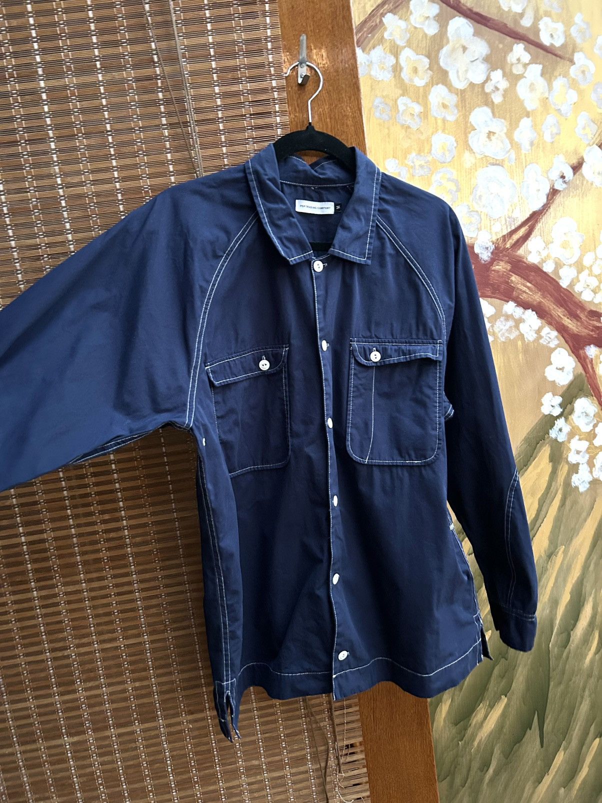 Pop Trading Company POP Trading Company AW18 Navy Blue Poplin Herman Work Shirt Size US M / EU 48-50 / 2 - 6 Thumbnail