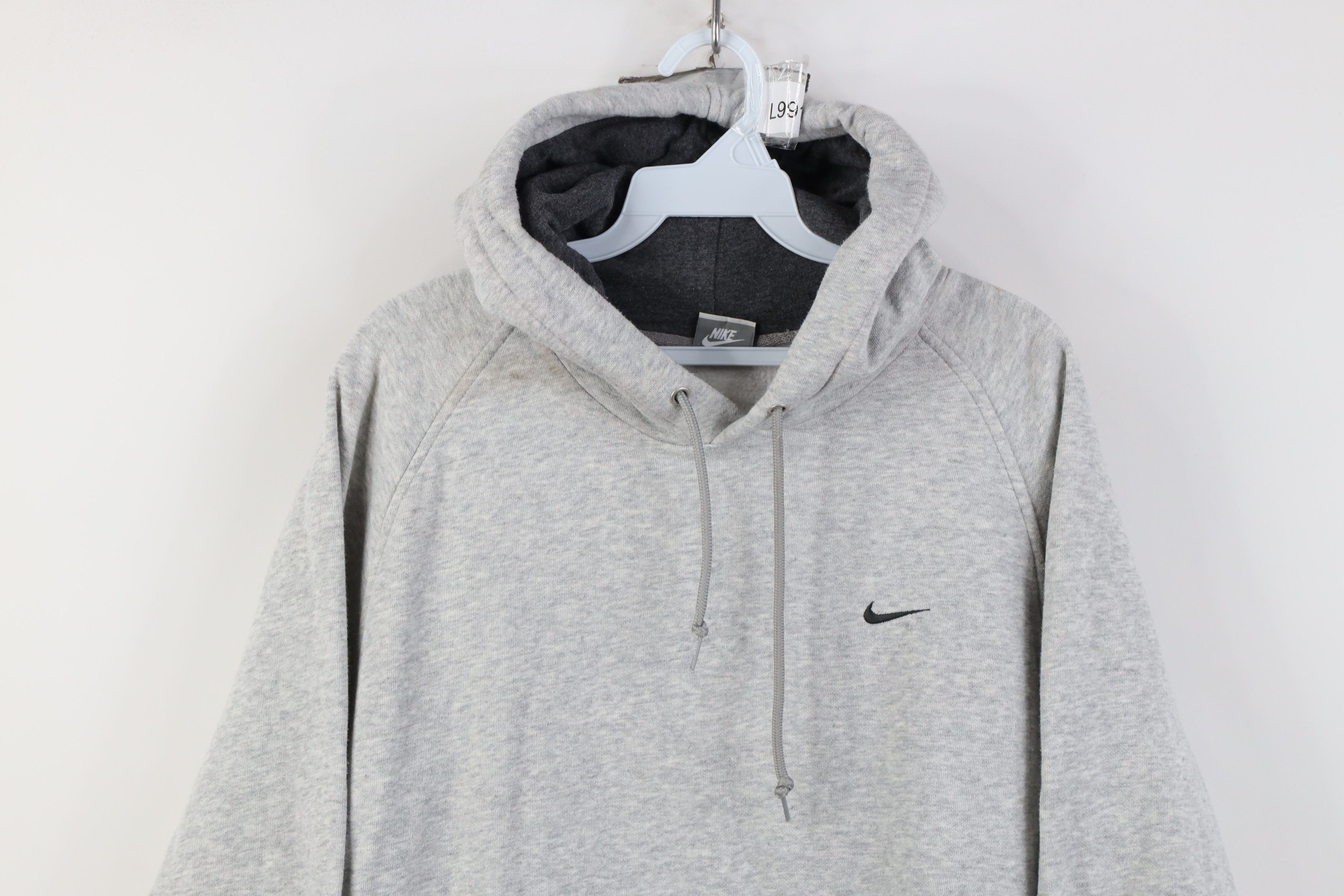 Nike Vintage Y2K Nike Mini Swoosh Hoodie Sweatshirt Heather Gray Size US L / EU 52-54 / 3 - 2 Thumbnail
