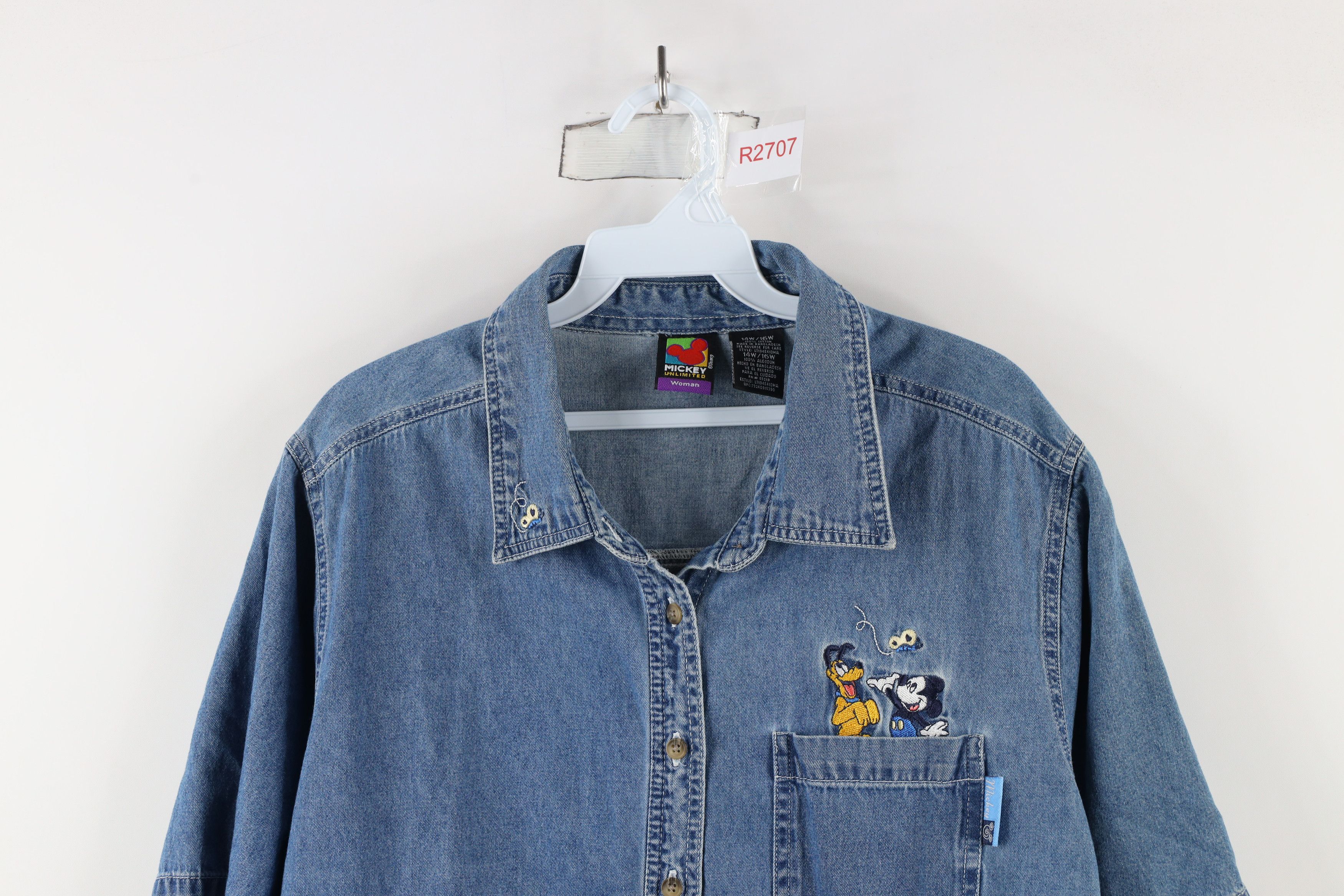 Disney × Vintage Vintage 90s Disney Mickey Mouse Pluto Butterfly Button Shirt Size XL / US 12-14 / IT 48-50 - 2 Thumbnail