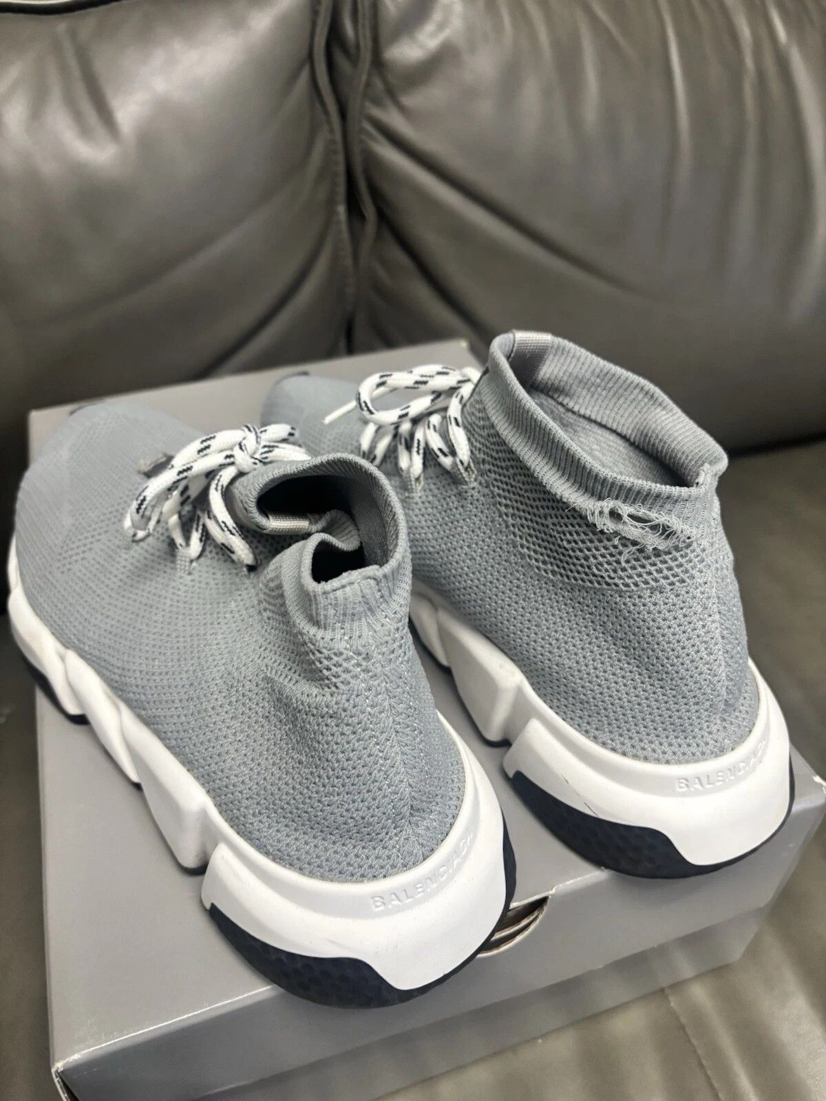 Balenciaga Balenciaga Unisex Speed Trainer Mid Lace Up 'Grey' Size US 11 / EU 44 - 3 Thumbnail