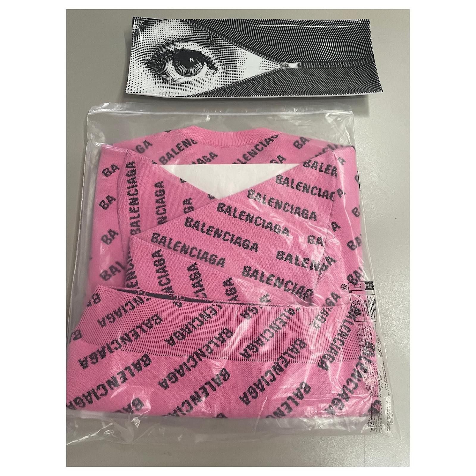 Balenciaga o1srvl11e1124 All-Over Crewneck Sweater in Pink/Black Size M / US 6-8 / IT 42-44 - 7 Thumbnail
