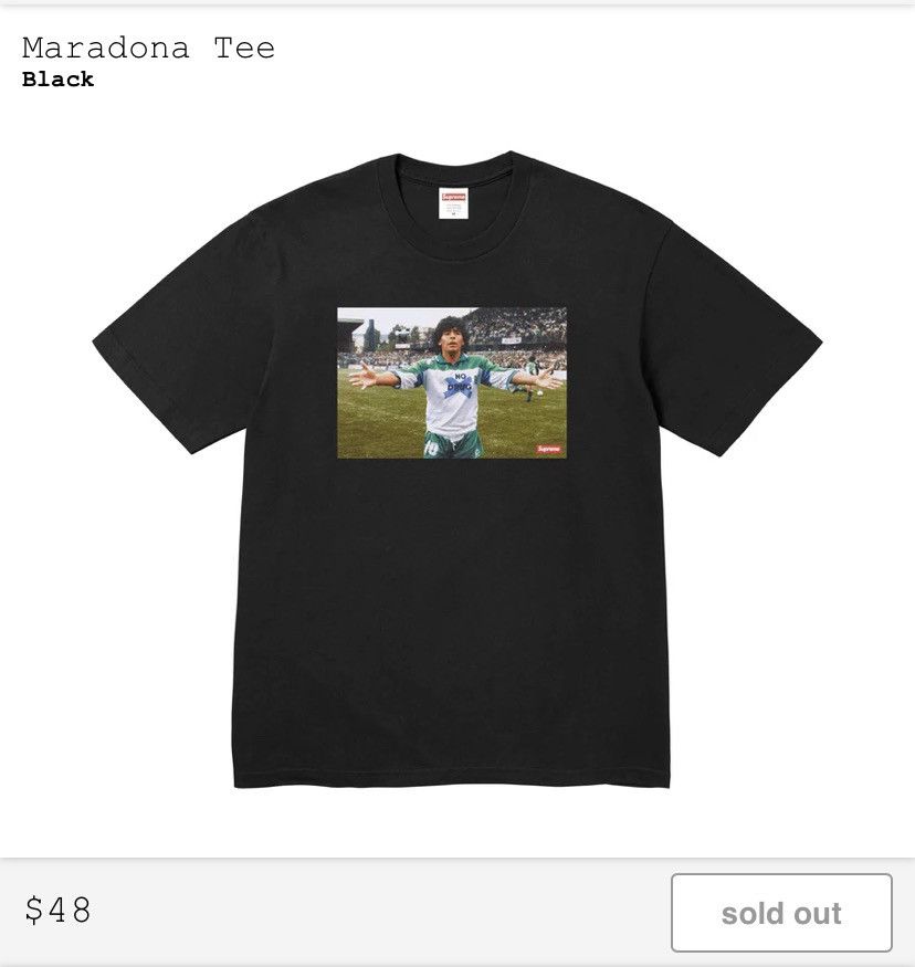 image of Supreme Maradona Tee Size XL Black, Men's