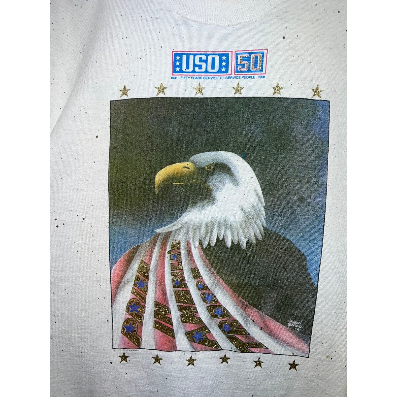 Vintage Vintage USO Shirt 50 Years Service To Service People Tee L Size US L / EU 52-54 / 3 - 2 Thumbnail