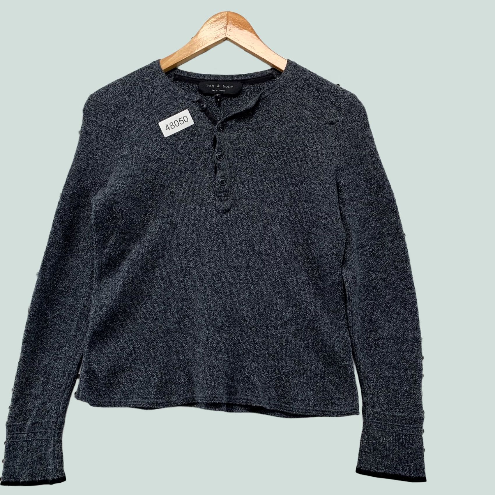 Rag & Bone Rag & bone Thermal Henley Top Womens L Gray Long Sleeve Casual Shirt Size L / US 10 / IT 46 - 1 Thumbnail