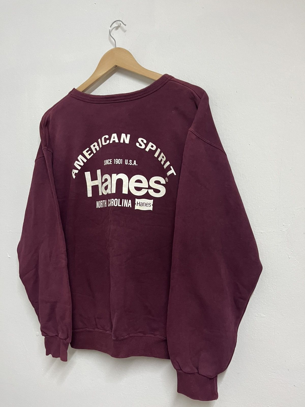 Hanes 💥Steal💥 Vintage 90s HANES AMERICAN SPIRIT Maroon Pullover Size US L / EU 52-54 / 3 - 3 Thumbnail