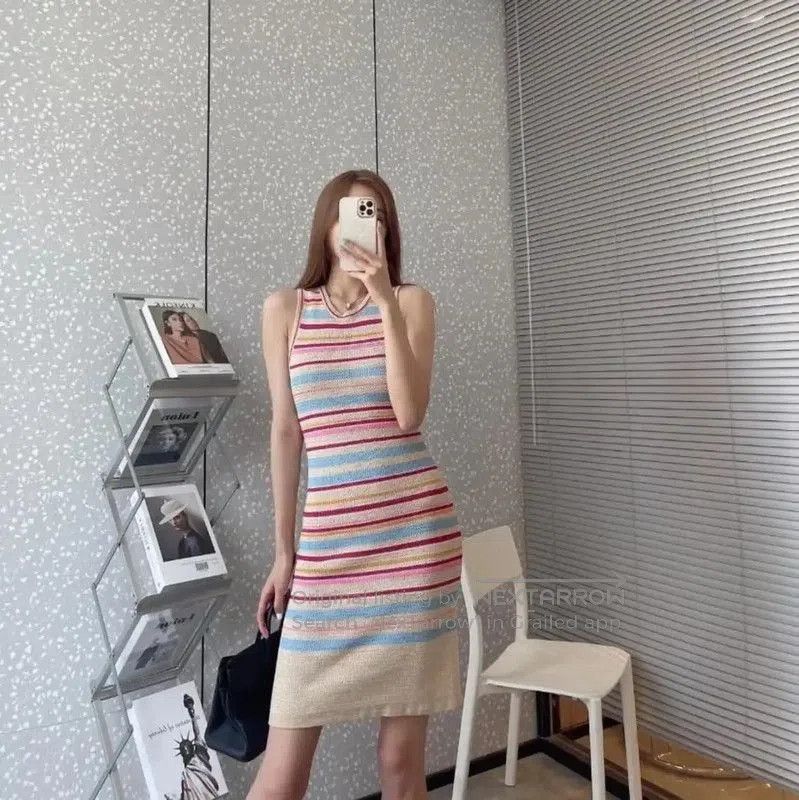 Chanel Chanel Colorful Striped Cotton Blend Dress . Size S / US 4 / IT 40 - 8 Thumbnail