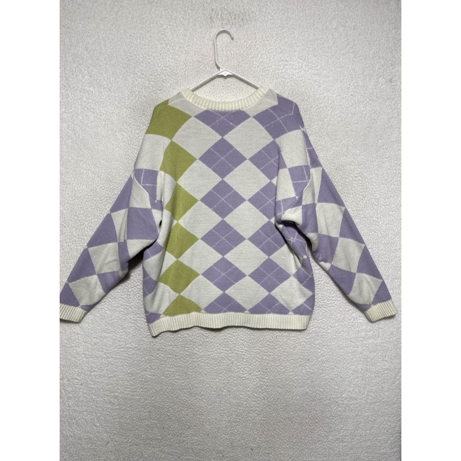 Asos ASOS Argyle Sweater Crew Neck Knit Preppy Oversized Multicolor Mens L Size US XL / EU 56 / 4 - 2 Thumbnail