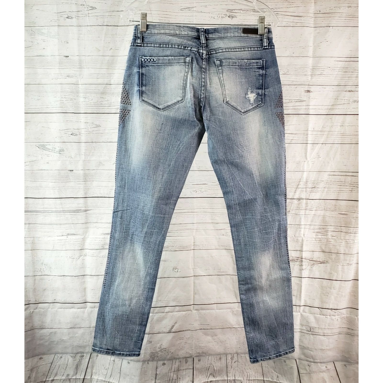 Vintage BLANKNYC Womens Skinny Jeans Sz 27 Blue Distressed Low Rise Denim Cotton Blend Inseam 29 Body Womens Jeans Skinniressure? Size 27" / US 4 / IT 40 - 4 Thumbnail