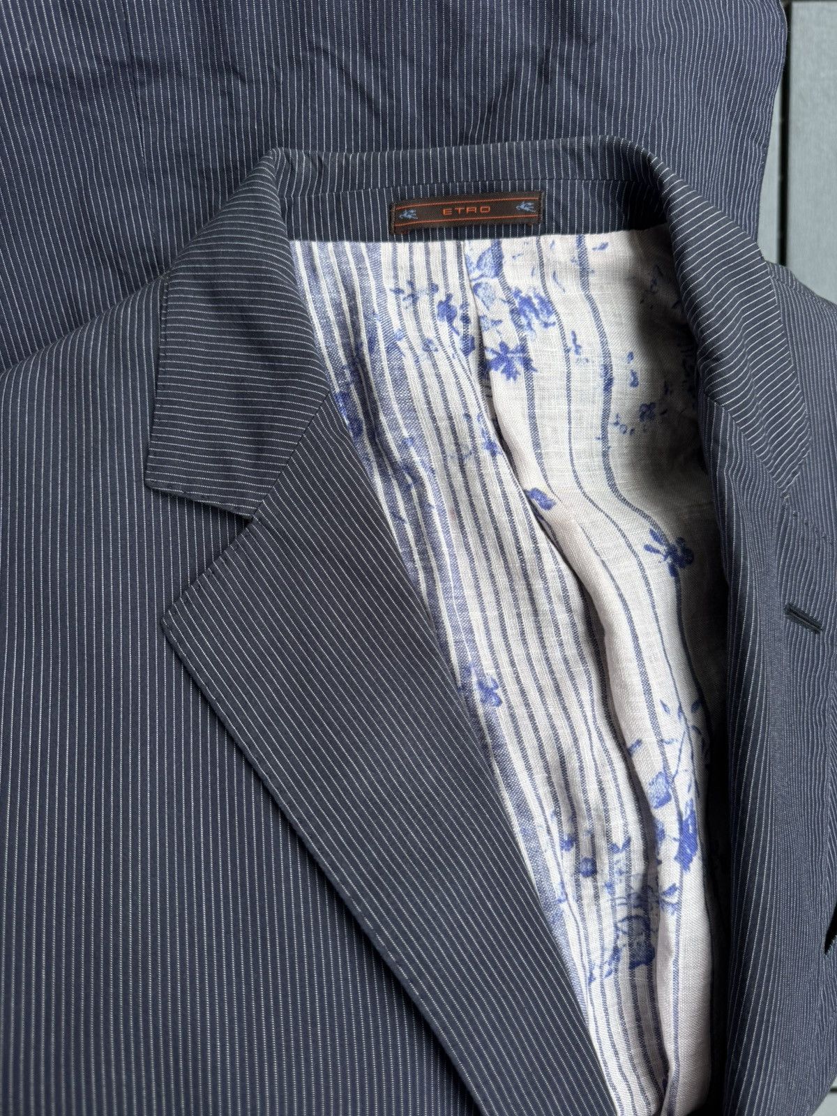Etro Etro Navy Striped cotton Blazer Size 52 italy Size 52R - 8 Thumbnail