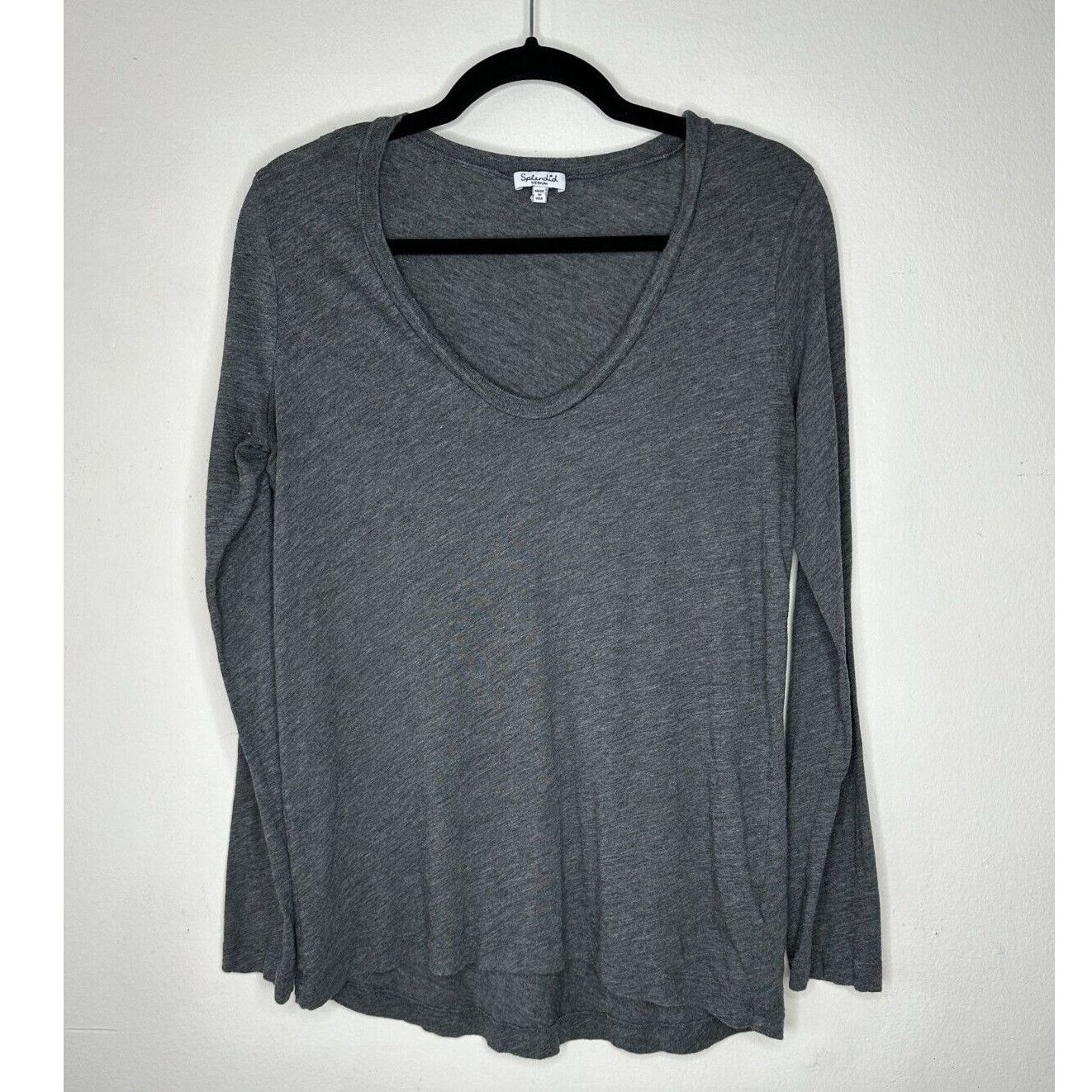 Splendid Splendid Gray Light Long Sleeve Deep VNeck Sweater Top Med Size M / US 6-8 / IT 42-44 - 10 Thumbnail
