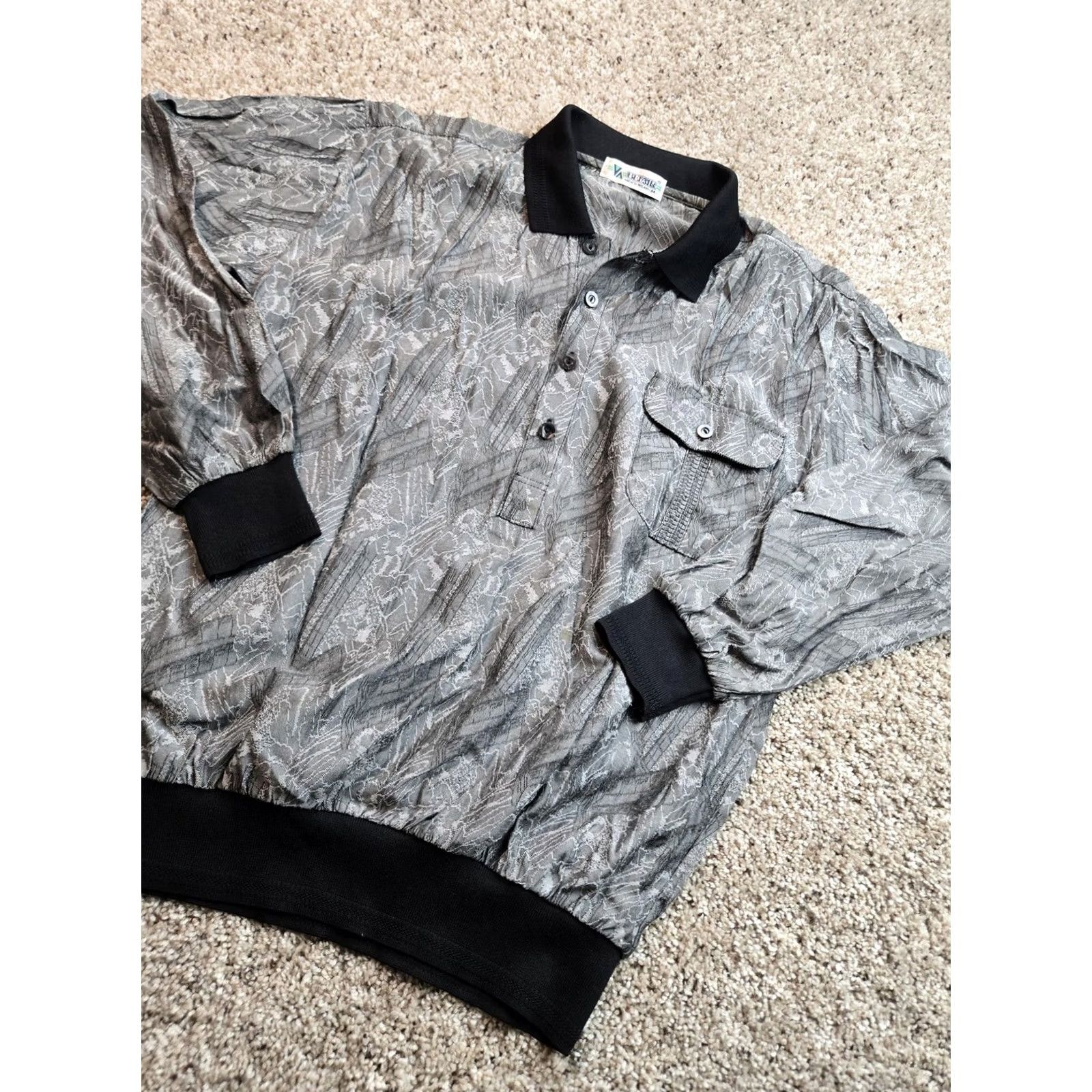 Vintage VINTAGE Bel-Air Polo Shirt Mens M Gray Geometric 80s Long Sleeve Pullover Shirt Size US M / EU 48-50 / 2 - 2 Thumbnail