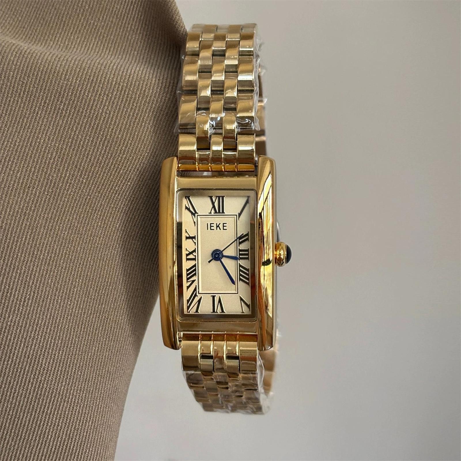 Jewelry Rectangular Face Wristwatch, Classic Gold Watch Size ONE SIZE - 3 Thumbnail