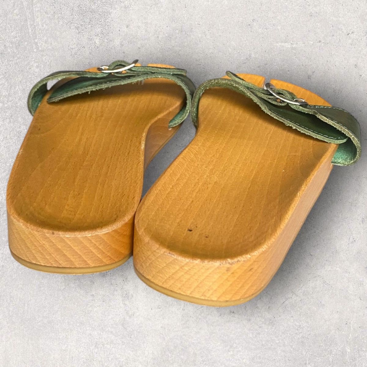 Maison Margiela SS05 MM6 wood tabi clogs with green leather straps Size US 7.5 / IT 37.5 - 4 Thumbnail