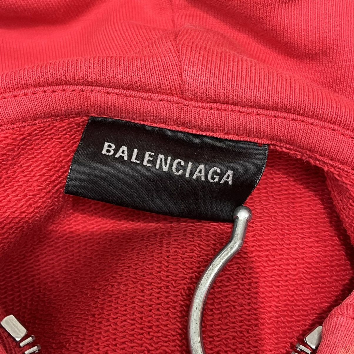 Balenciaga Balenciaga Tape Type Ripped Pocket Zip Up Hoodie Red Size US M / EU 48-50 / 2 - 4 Thumbnail