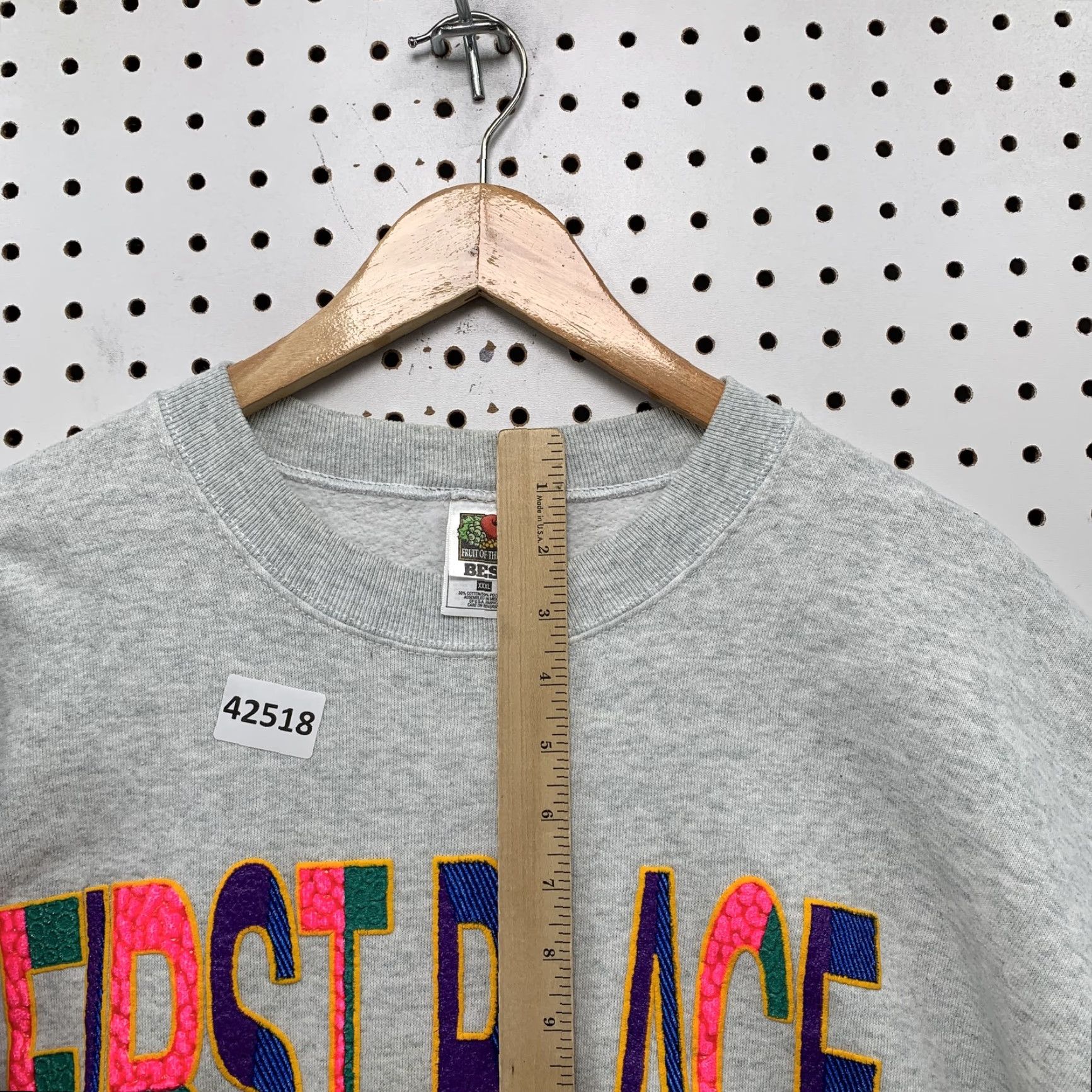 Fruit Of The Loom VINTAGE Fruit of the Loom Sweatshirt Crewneck Gray 3XL Mens 90s Pullover Graphic Print Size US XXL / EU 58 / 5 - 5 Thumbnail