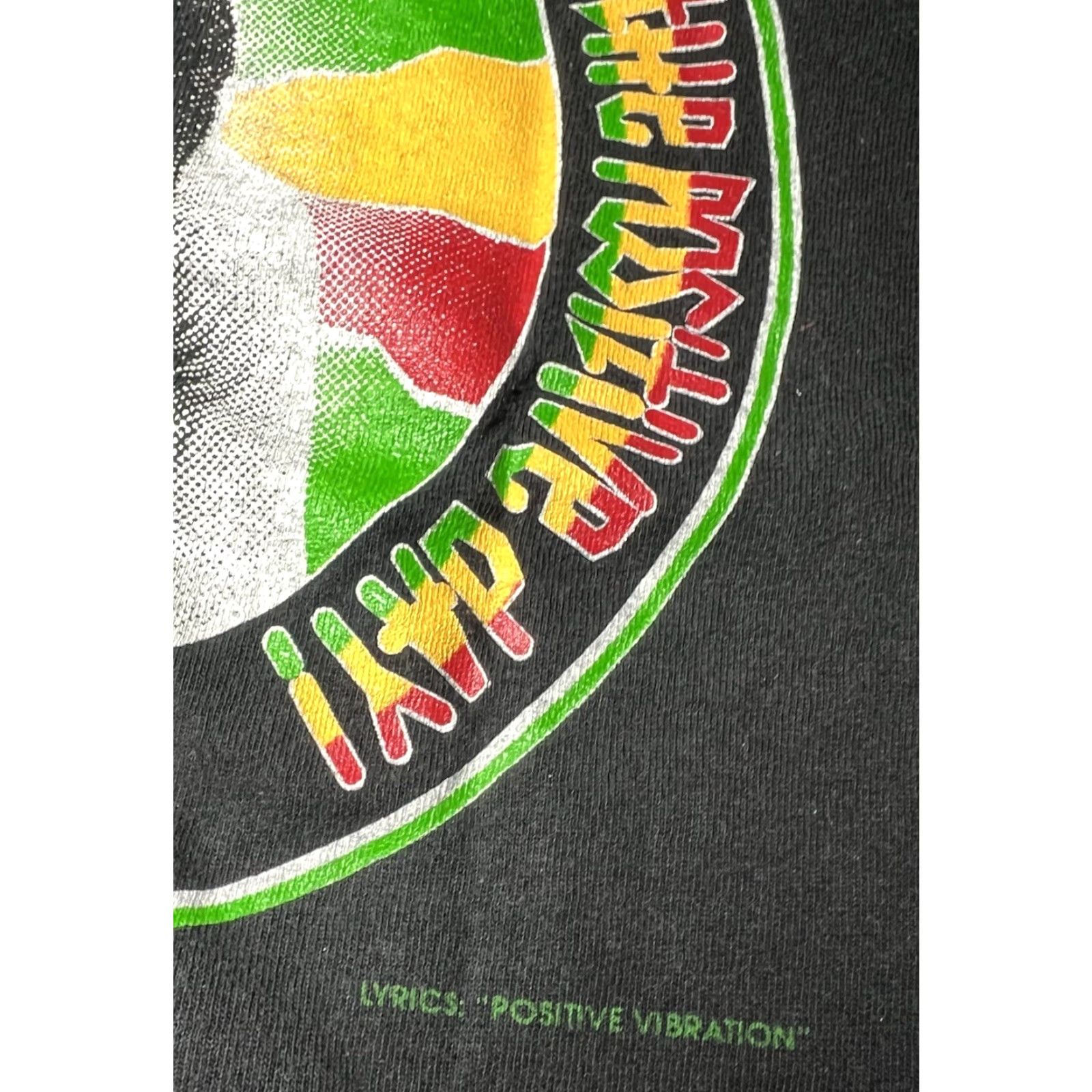 Vintage VINTAGE Bob Marley S&E Sportswear T-Shirt Mens L Black Lyric 1992 Positive Vibration Music Shirt Size US L / EU 52-54 / 3 - 5 Thumbnail