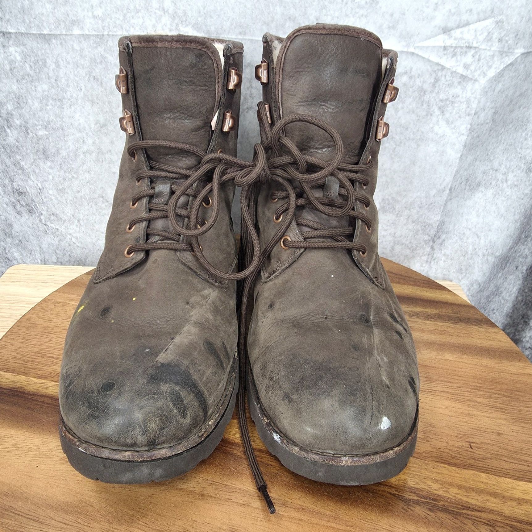 Ugg VINTAGE UGG Snow Boots Mens 10 Hannen Brown Leather Waterproof Shearling Lined Outdoor Size US 10 / EU 43 - 3 Thumbnail