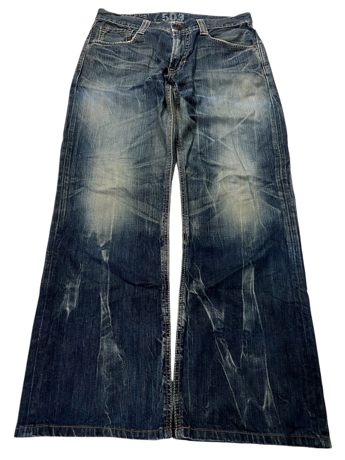 Edwin × If Six Was Nine × Le Grande Bleu (L.G.B.) 💥FLARE💥VINTAGE EDWIN 503 BLUE TRIP FLARE JEANS RARE Size US 32 / EU 48 - 1 Thumbnail