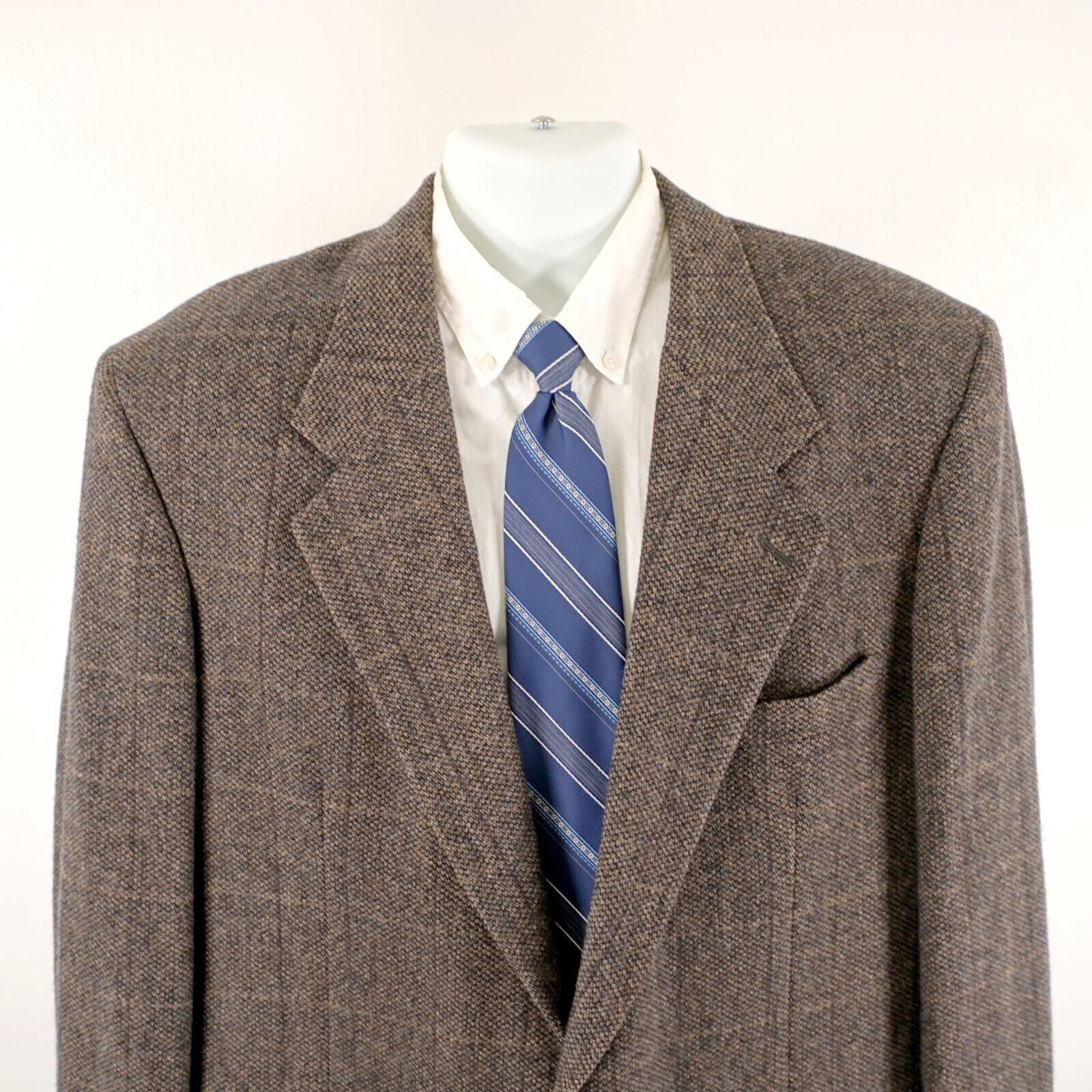 Bill Blass Bill Blass Tweed Wool Brown Black Birdseye Windowpane 2 Butt Size 44L - 1 Thumbnail
