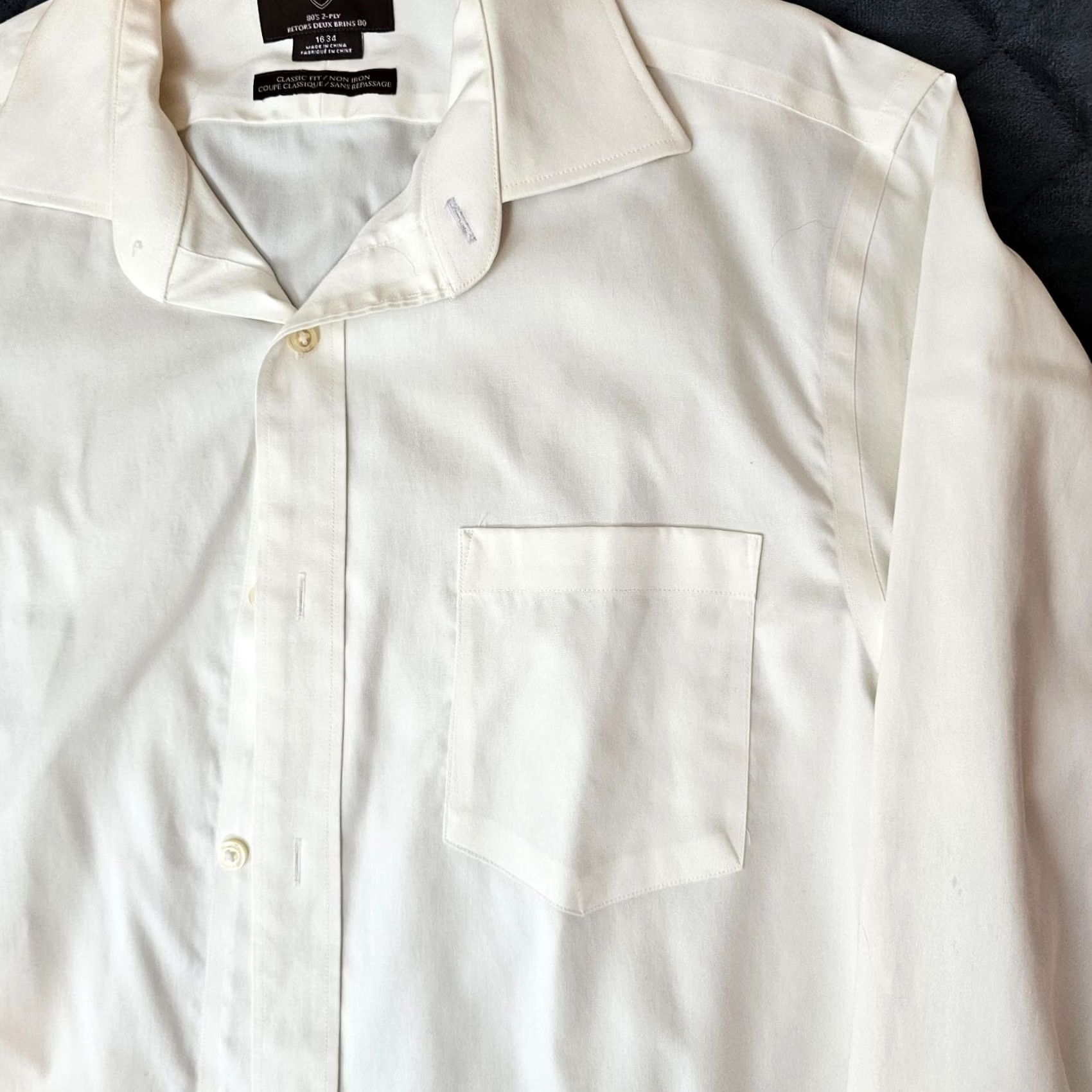 Vintage Black Brown 1826 Dress Shirt Long Sleeve Button Collared 16 34 Pocket 80s 2-Ply Cotton Solid Brown Mens Shirt Size 42R - 3 Thumbnail