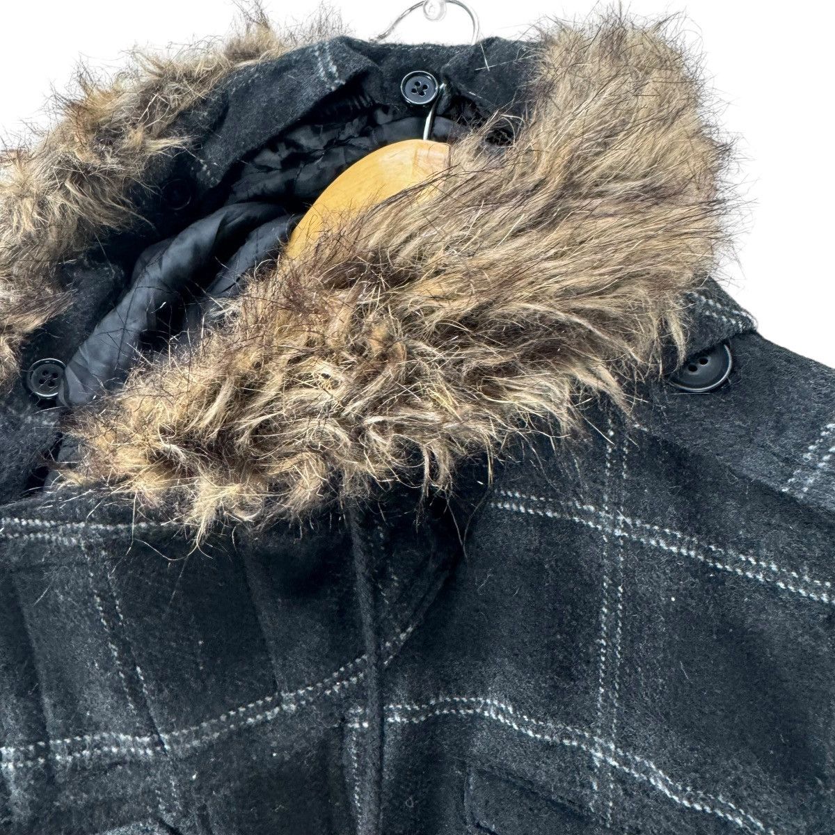 In The Attic 🌟IN THE ATTIC FUR HOODIE TARTAN JACKET Size L / US 10 / IT 46 - 6 Thumbnail