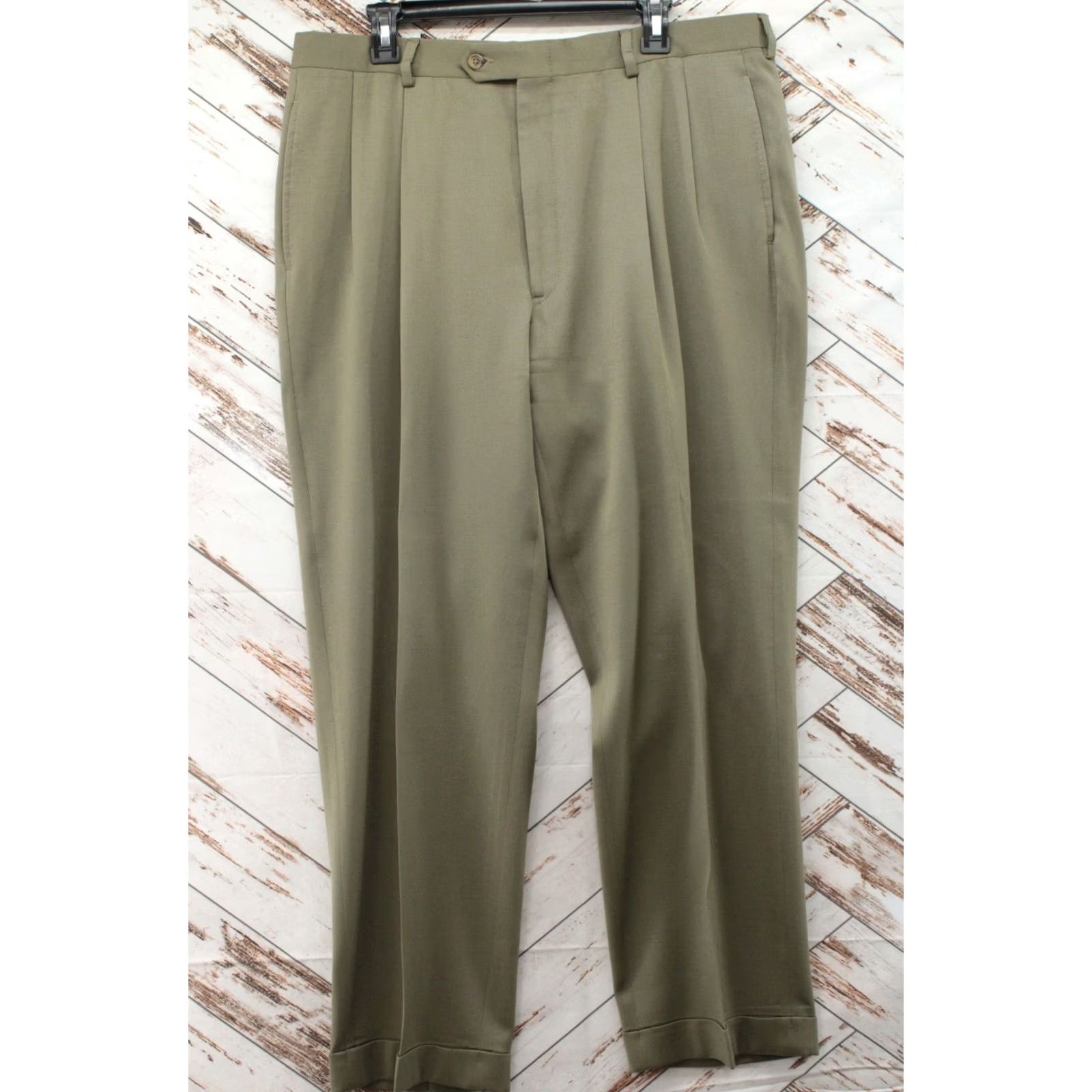Tommy Hilfiger VTG Tommy Hilfiger Pants Mens 38X30 Green Pleated Front Lined Dress Pants Preppy 90s Office Size US 38 / EU 54 - 2 Thumbnail