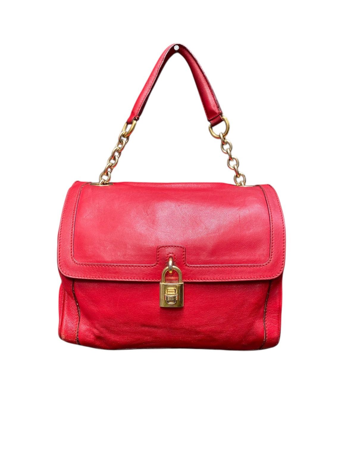 Dolce Gabbana Dolce And Gabbana D&g Red Leather Padlock Top Handle Bag, Women's