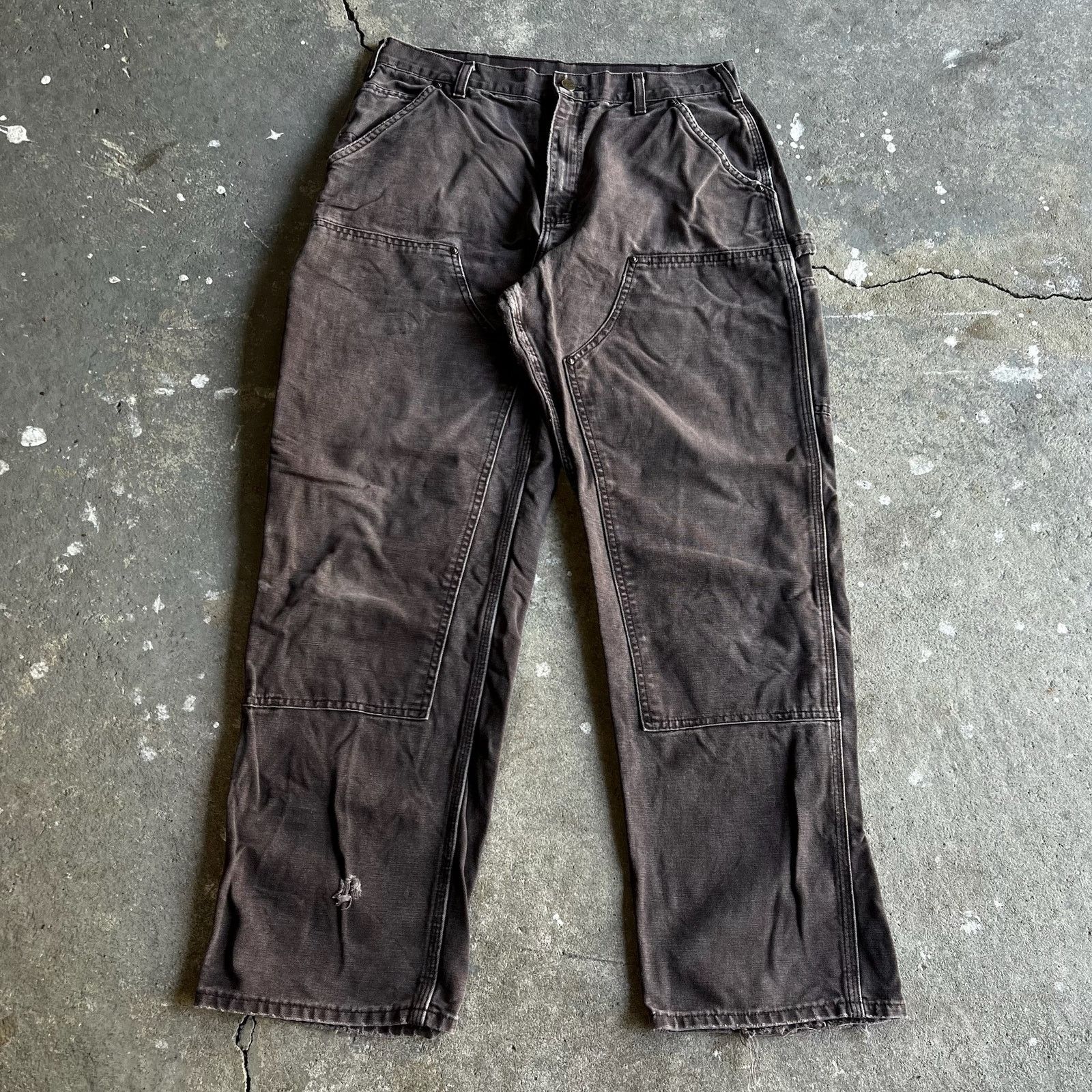 Carhartt faded brown double knee work wear carpenter pants