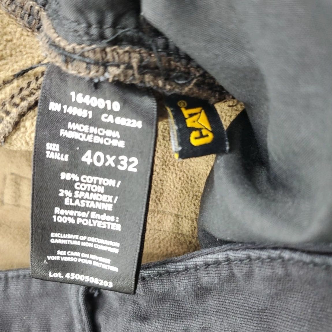 Vintage CAT Caterpillar Pants Cold Weather Fleece Lined Mens 40/32 Black Cotton Workwear Carpenter 5-Pocket Regular Straight Size US 40 / EU 56 - 5 Thumbnail