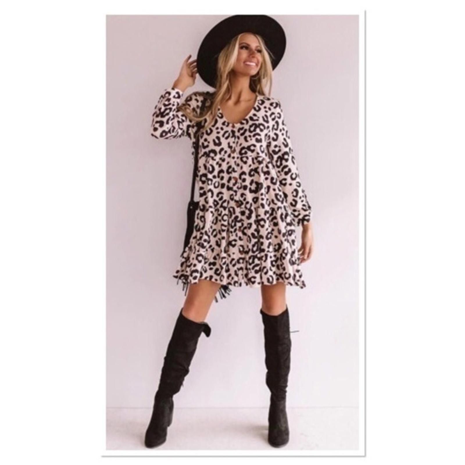Designer Leopard Baby Doll Dress NWT Size M / US 6-8 / IT 42-44 - 4 Thumbnail
