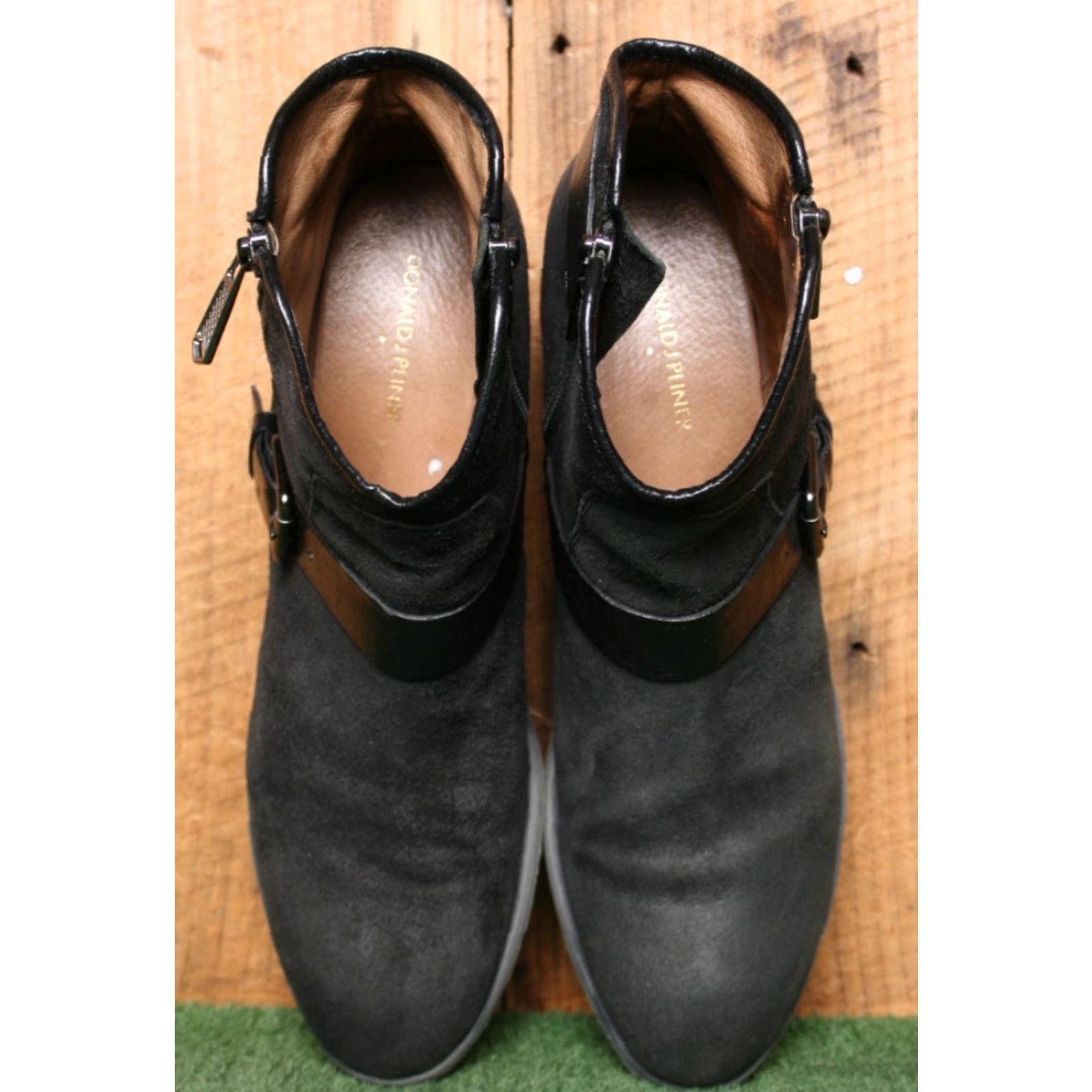 Donald Pliner VINTAGE Donald Pliner Dalis Black Suede Buckle Strap Moto Ankle Boots Sz. 11M Womens Size US 11 / IT 41 - 4 Thumbnail