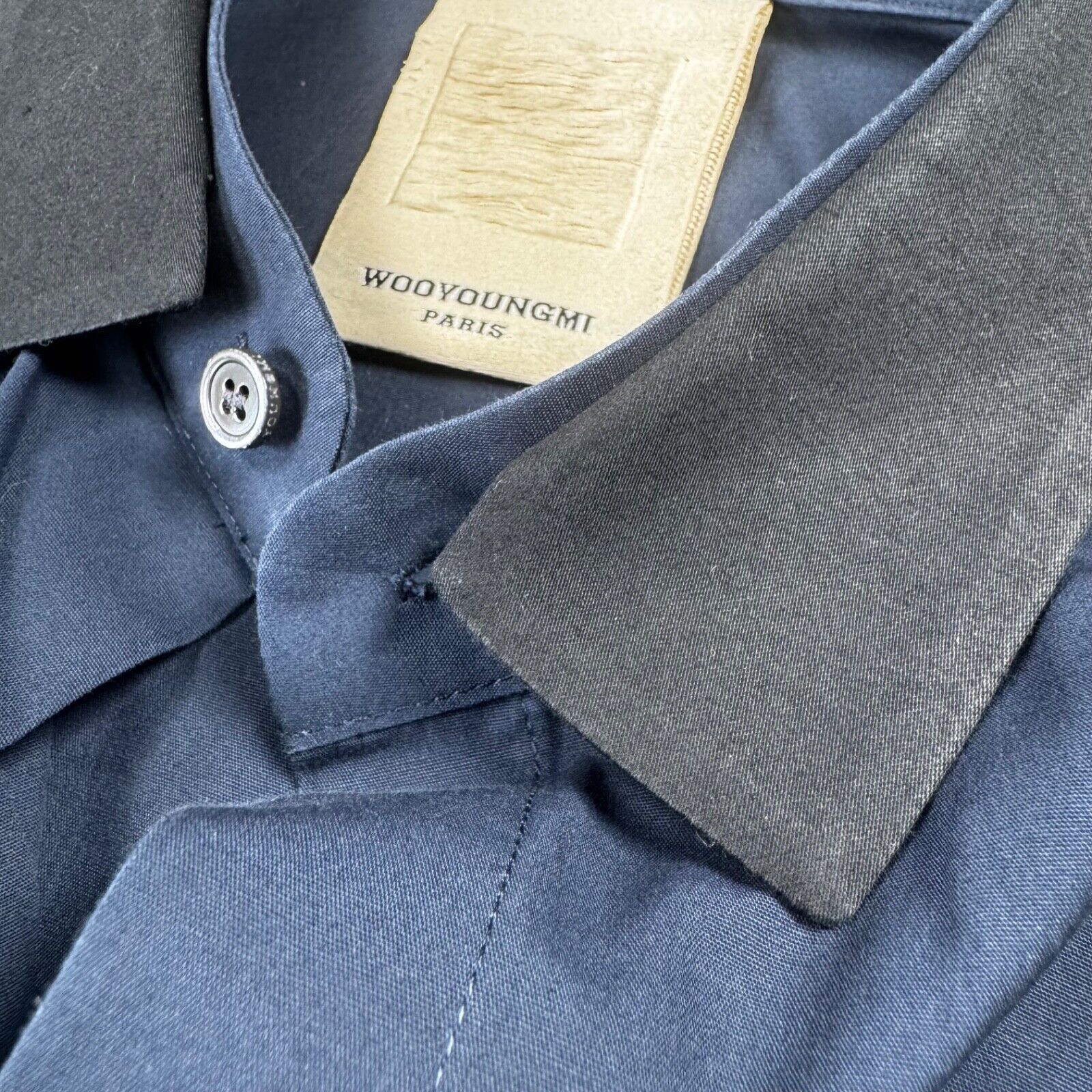 Wooyoungmi Wooyoungmi Paris Navy Shirt w/ Contrast Collar Size 48 Size US M / EU 48-50 / 2 - 9 Thumbnail