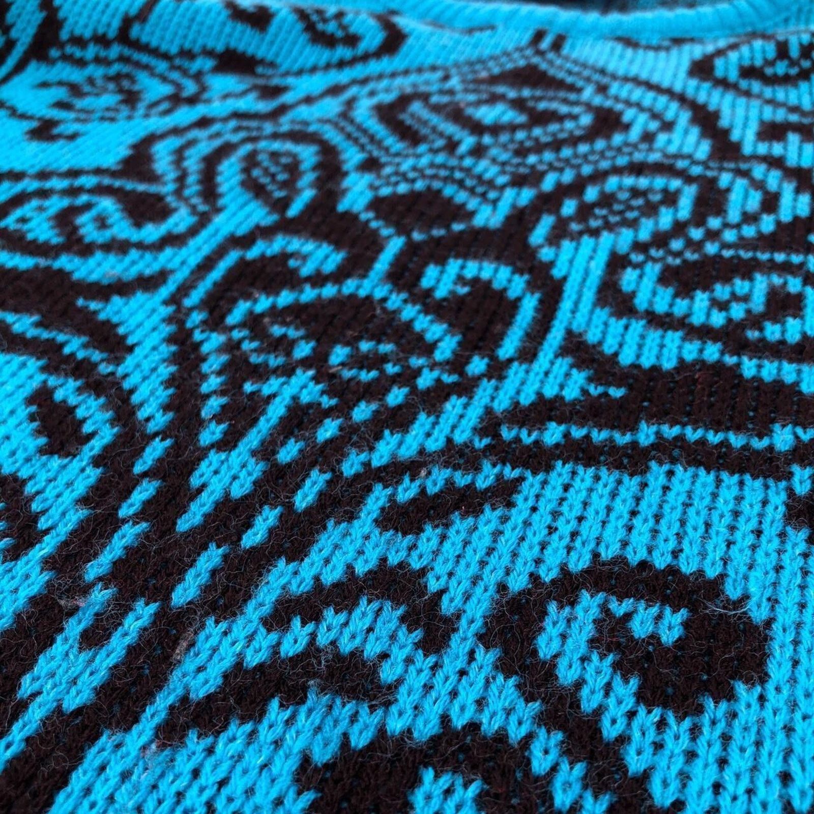 Vintage 80s aqua & black sweater 1980s vintage Size M / US 6-8 / IT 42-44 - 4 Thumbnail