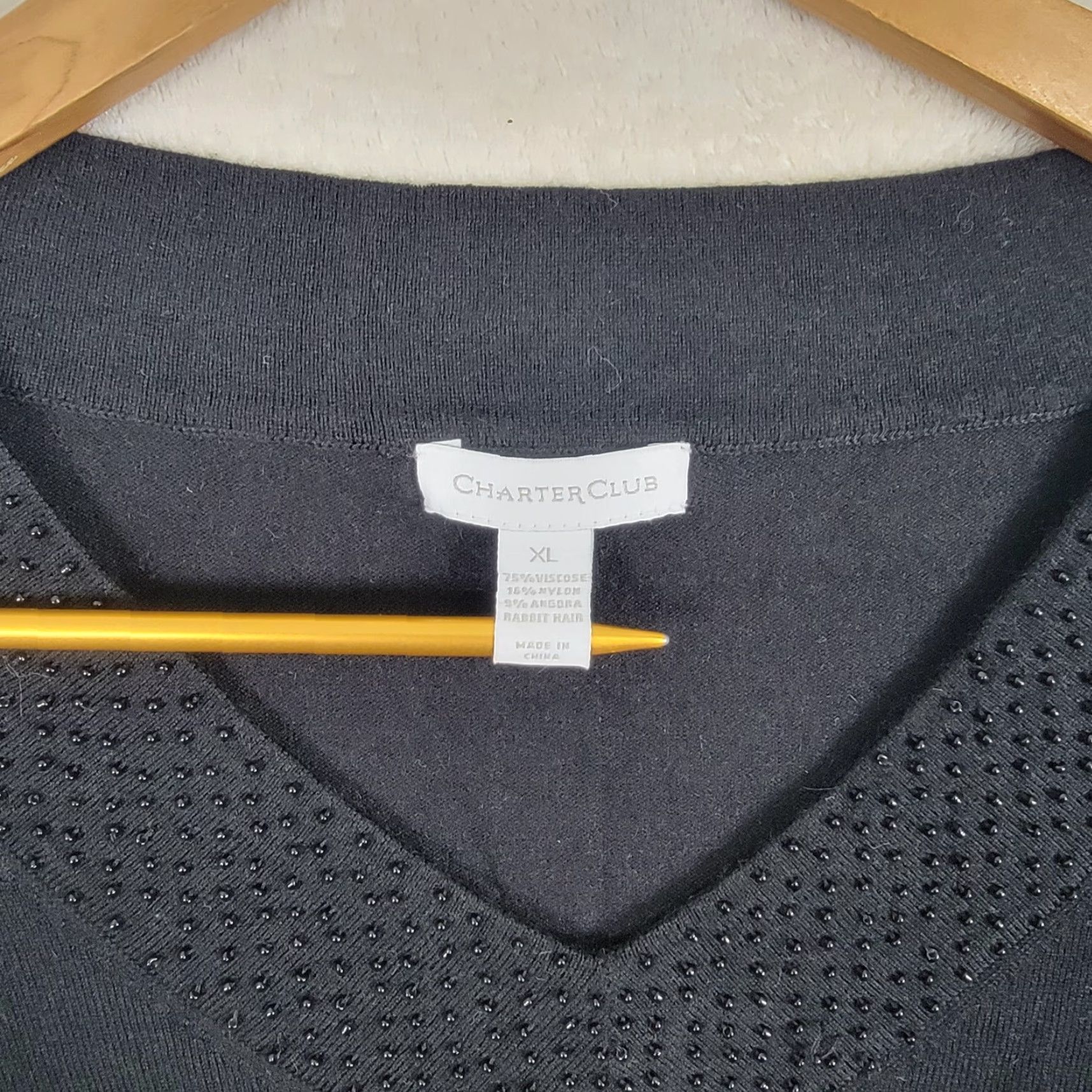 Charter Club Vintage? No — CHARTER CLUB Sweater Womens XL Pullover Black Luxury V Neck Size XL / US 12-14 / IT 48-50 - 2 Thumbnail