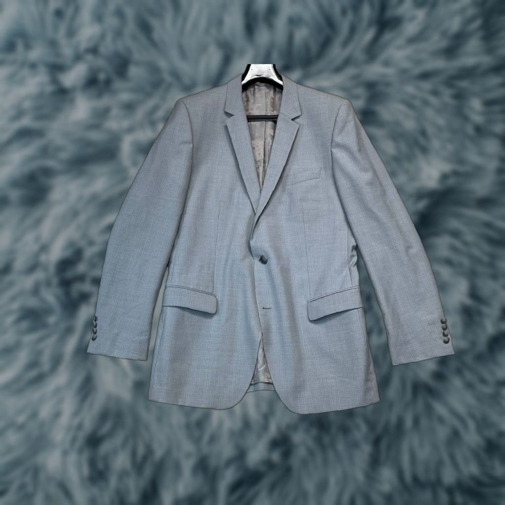 Hugo Boss HUGO BOSS Blazer Jacket 44L Gray Waffle Notch Lapel Two-Button Single-Breasted Long Men’s Regular Size 44 Long Vintage: No, Dry Clean Only Size 44R - 1 Thumbnail