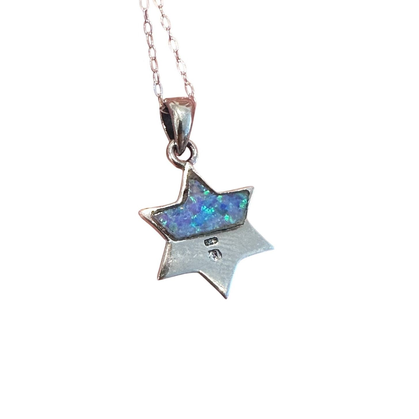 The Unbranded Brand Sterling Silver Lab Opal Star of David Necklace Size ONE SIZE - 7 Thumbnail