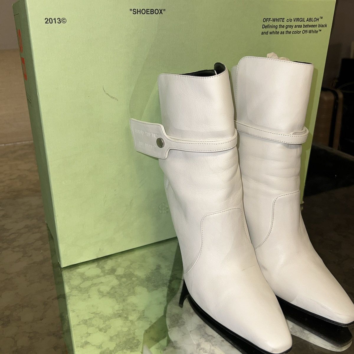 Off-White × Virgil Abloh Off-White Virgil Abloh Leather Zip Tie Pointed Toe Bootie 36 Size US 5.5 / IT 35.5 - 2 Thumbnail