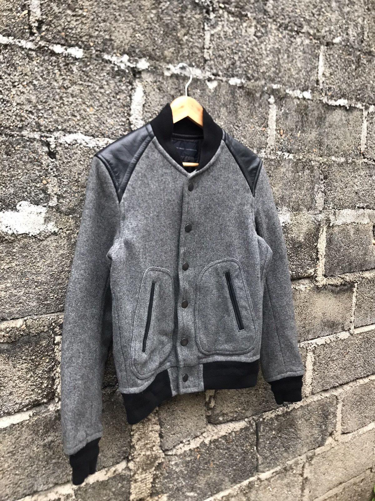 NANO universe 🔥Nano Universe Black Leather Button Varsity Jacket Size US S / EU 44-46 / 1 - 2 Thumbnail