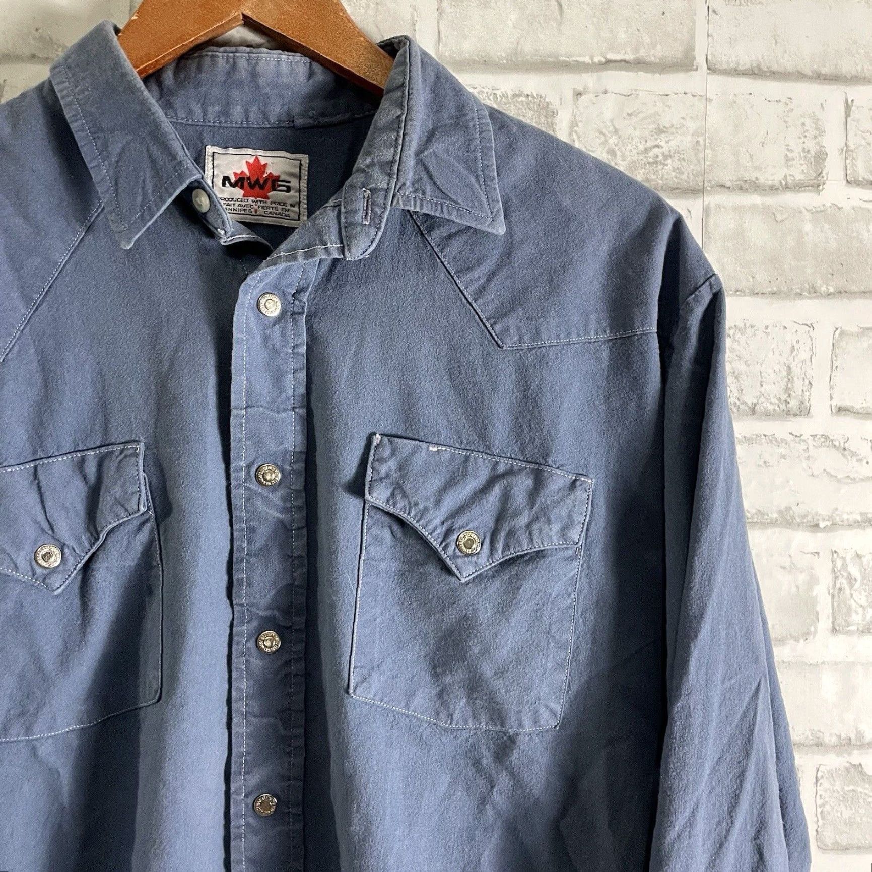 Vintage VINTAGE MWG Western Style Shirt Men Long Sleeve Snap Button-Down Blue Size M Size US M / EU 48-50 / 2 - 2 Thumbnail
