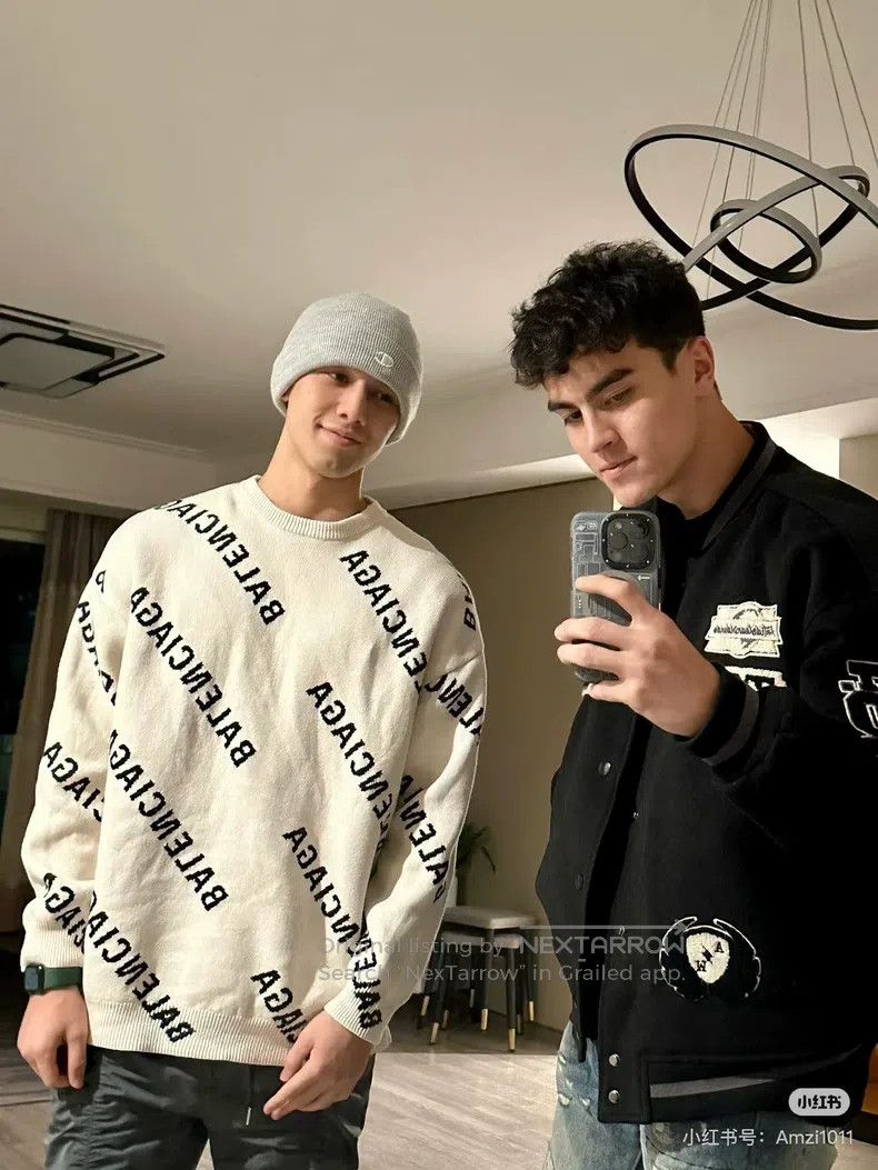 Balenciaga Balenciaga Light Beige Fully Printed Sweater Size US S / EU 44-46 / 1 - 9 Thumbnail