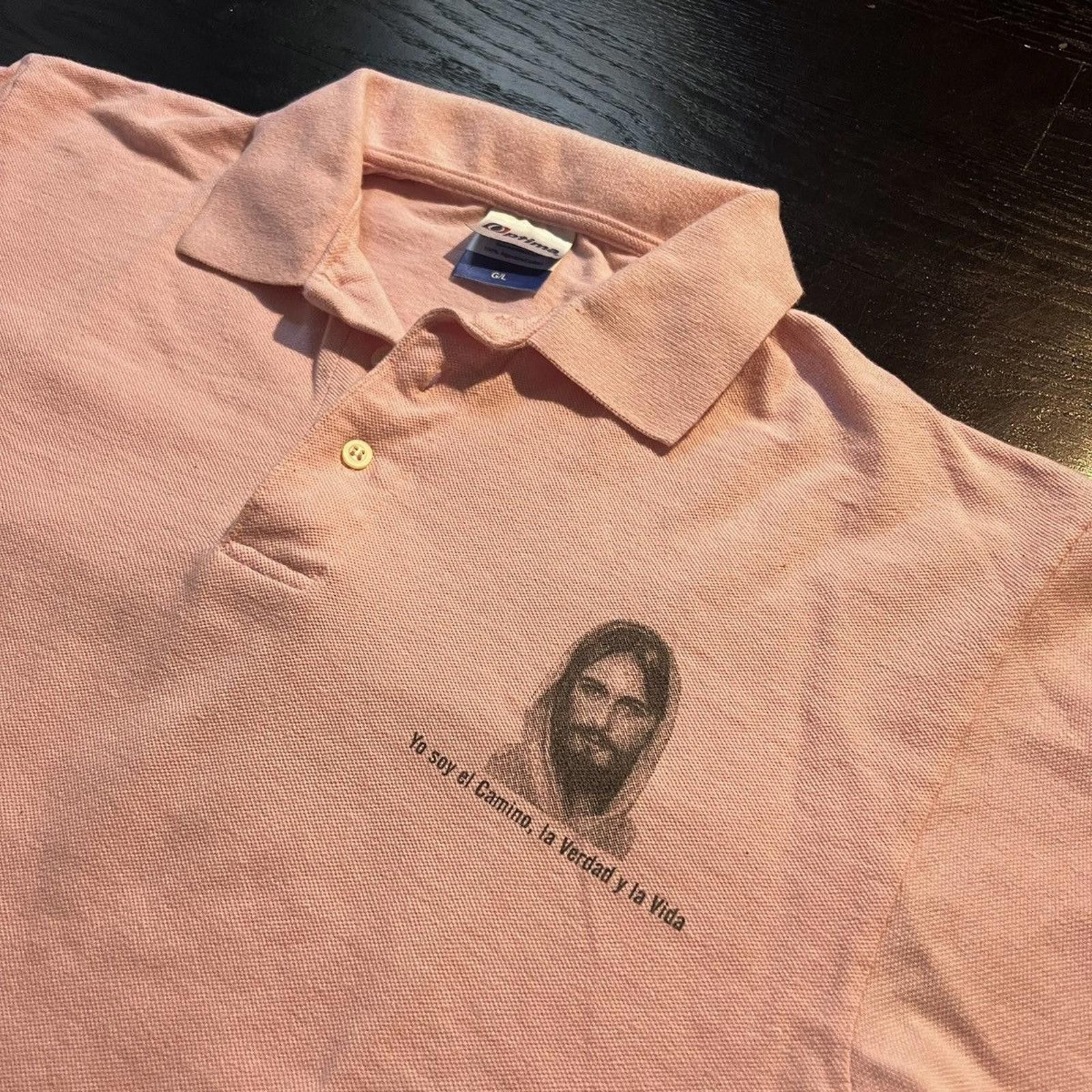 Vintage Vintage Pink Jesus Spanish Church Music Polo Size US L / EU 52-54 / 3 - 2 Thumbnail