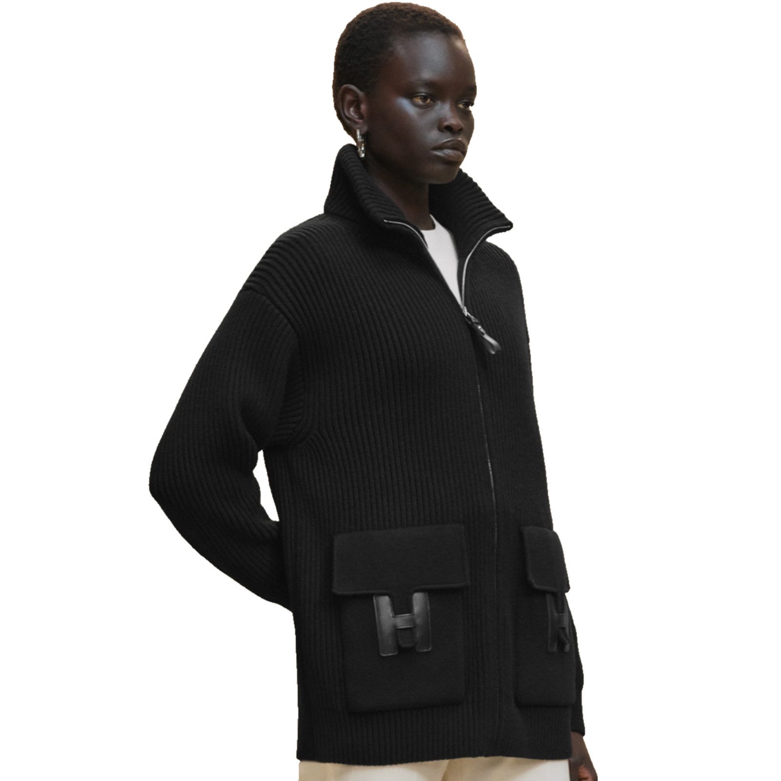 Hermes Logo Zip Up Zipper Cardigan Sweater Wool Knit Jacket 38 Size XS / US 0-2 / IT 36-38 - 1 Thumbnail